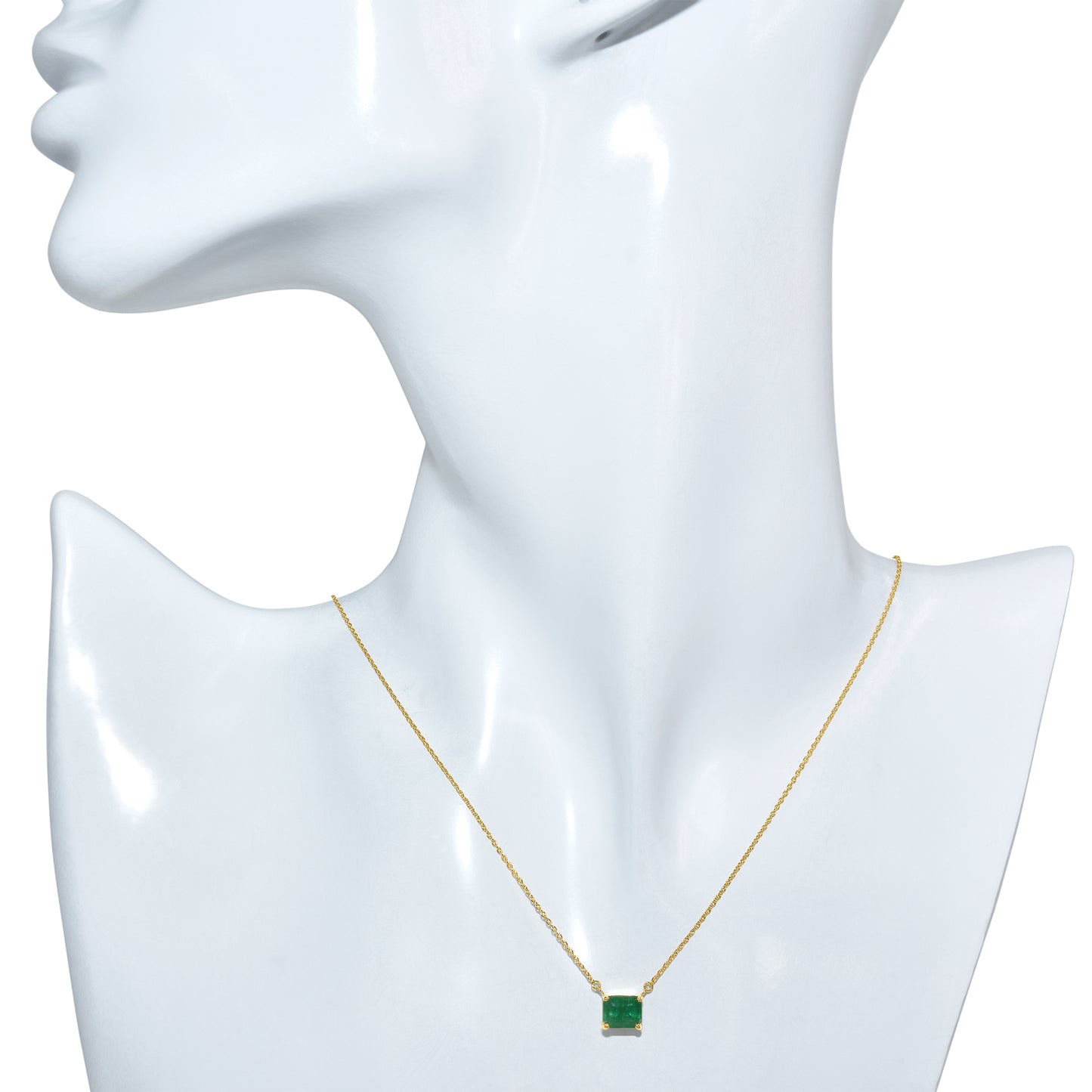 14k Square Emerald Necklace