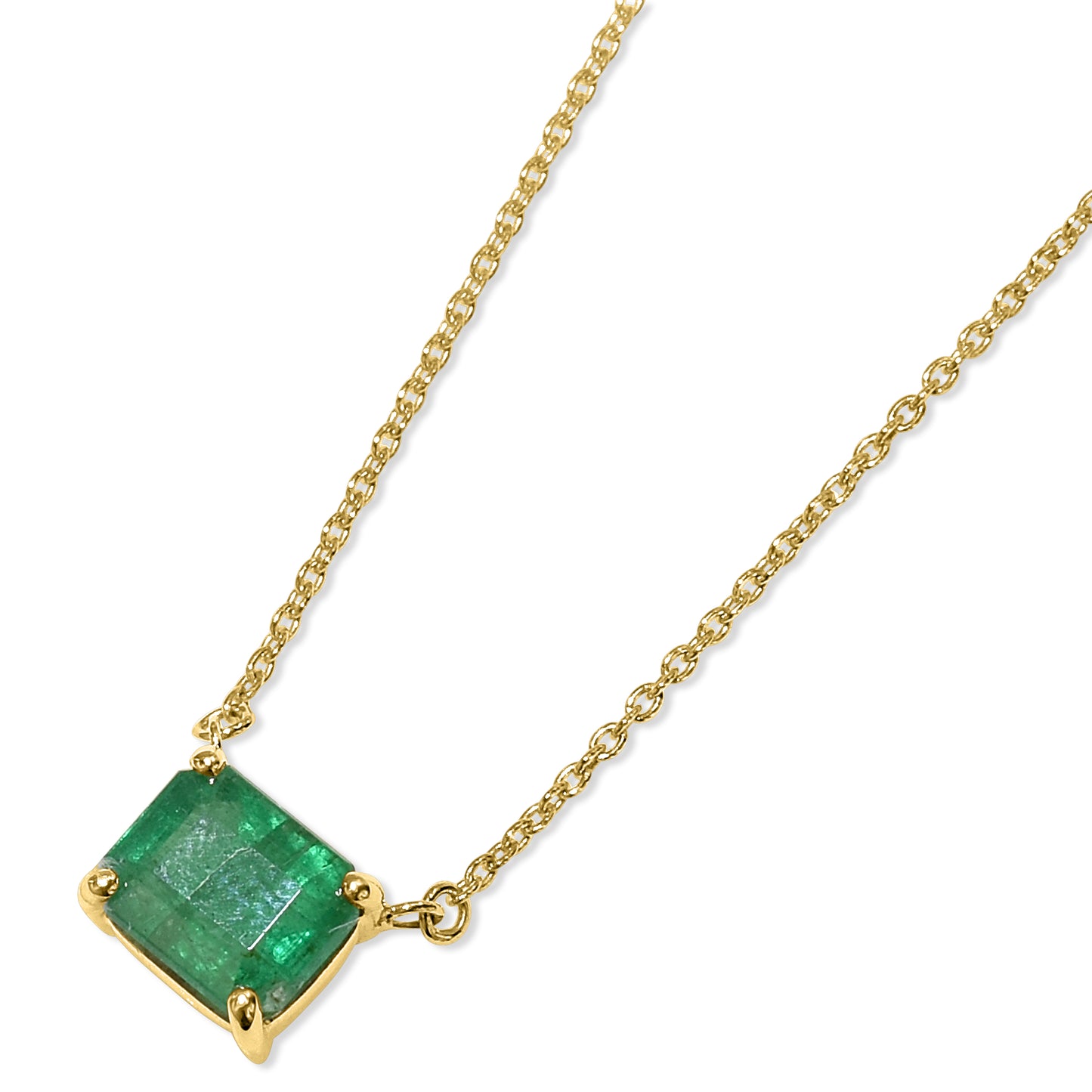 14k Square Emerald Necklace