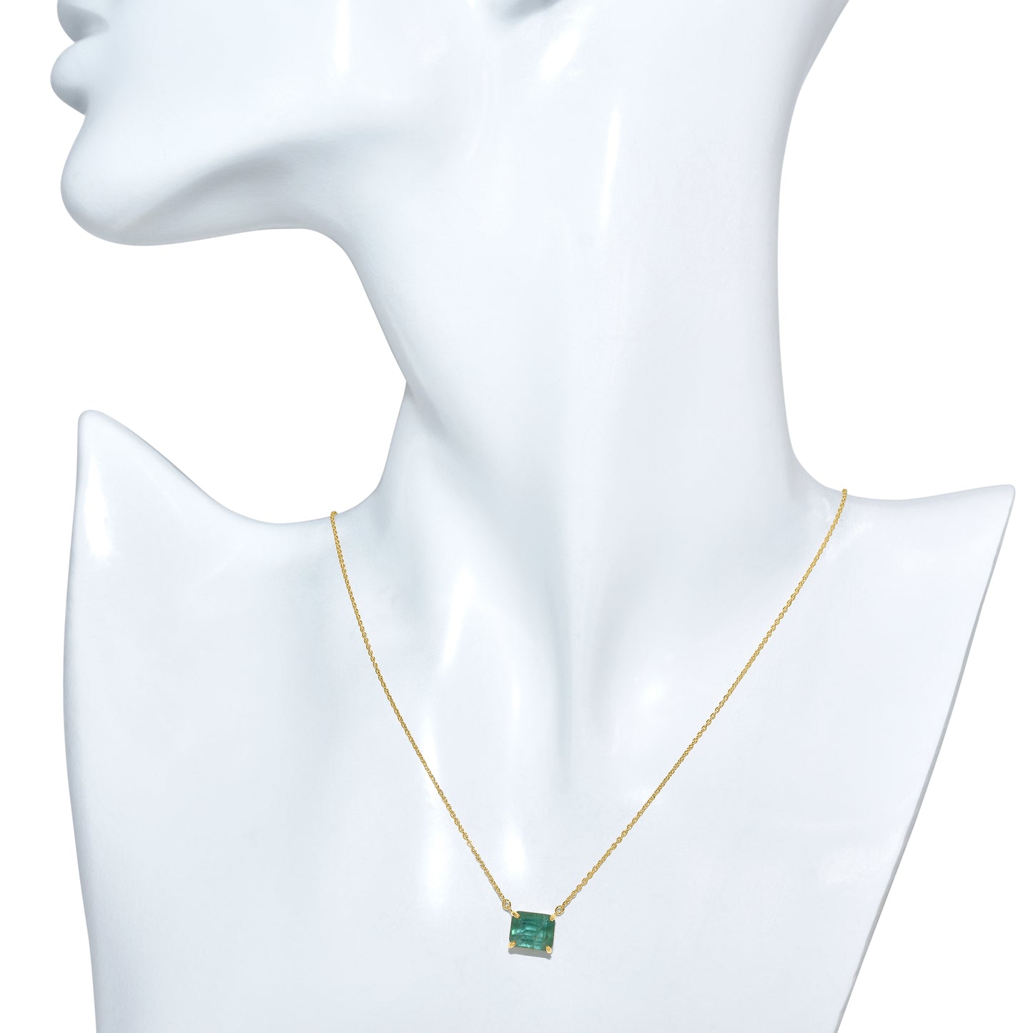 14k Rectangle Emerald Necklace