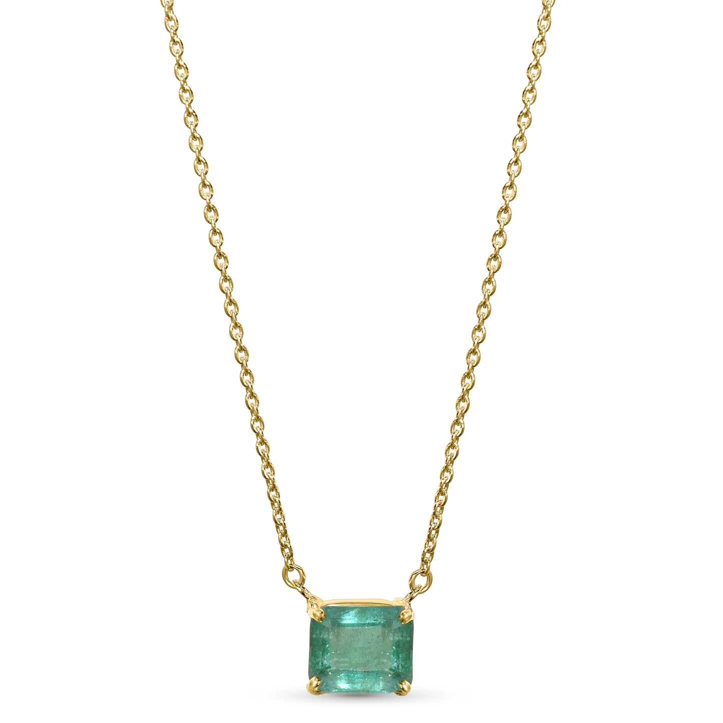 14k Rectangle Emerald Necklace