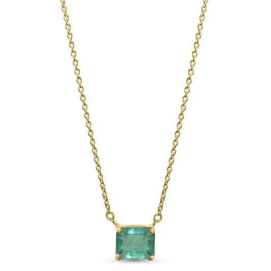 14k Rectangle Emerald Necklace