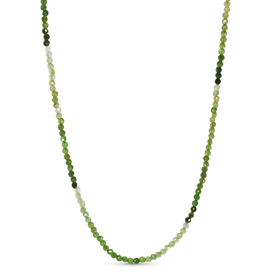 14k Green Tourmaline Faceted Round Beads Necklace