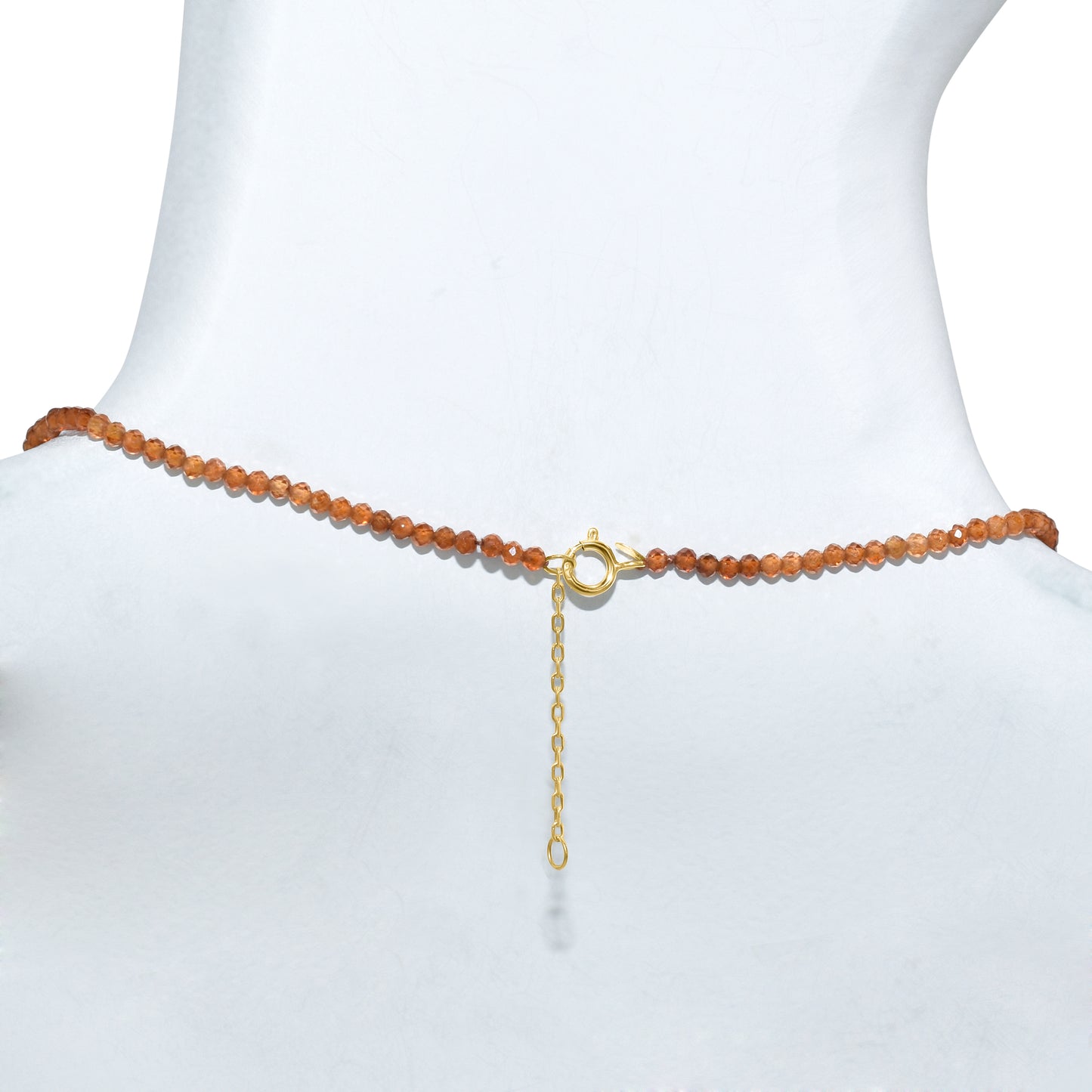14k Yellow Garnet Smoky Quartz Round Bezel Necklace