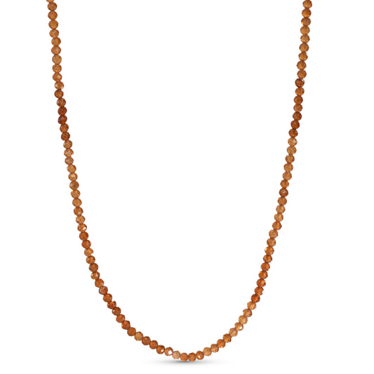 14k Yellow Garnet Faceted Round Bead Necklace