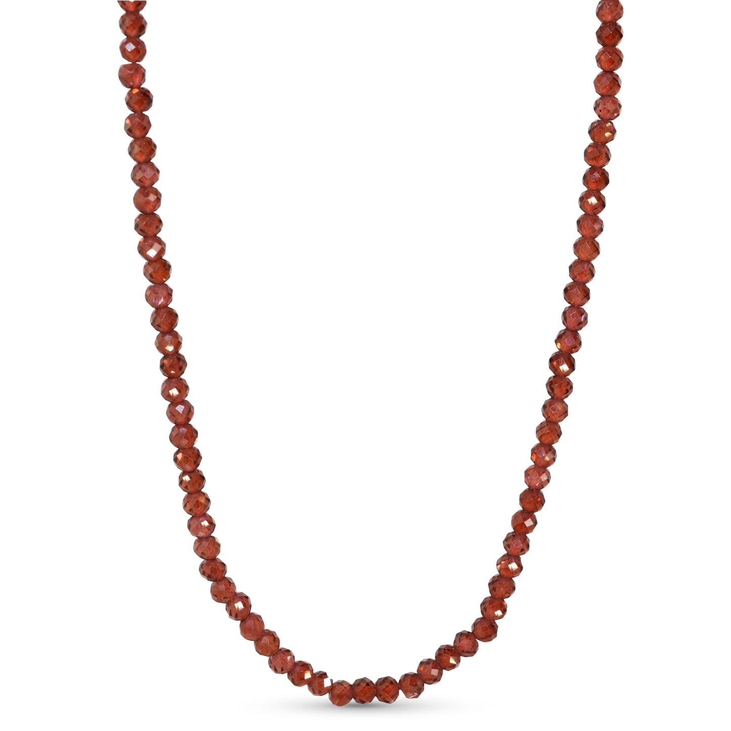 14k Faceted Garnet Round Bead Necklace