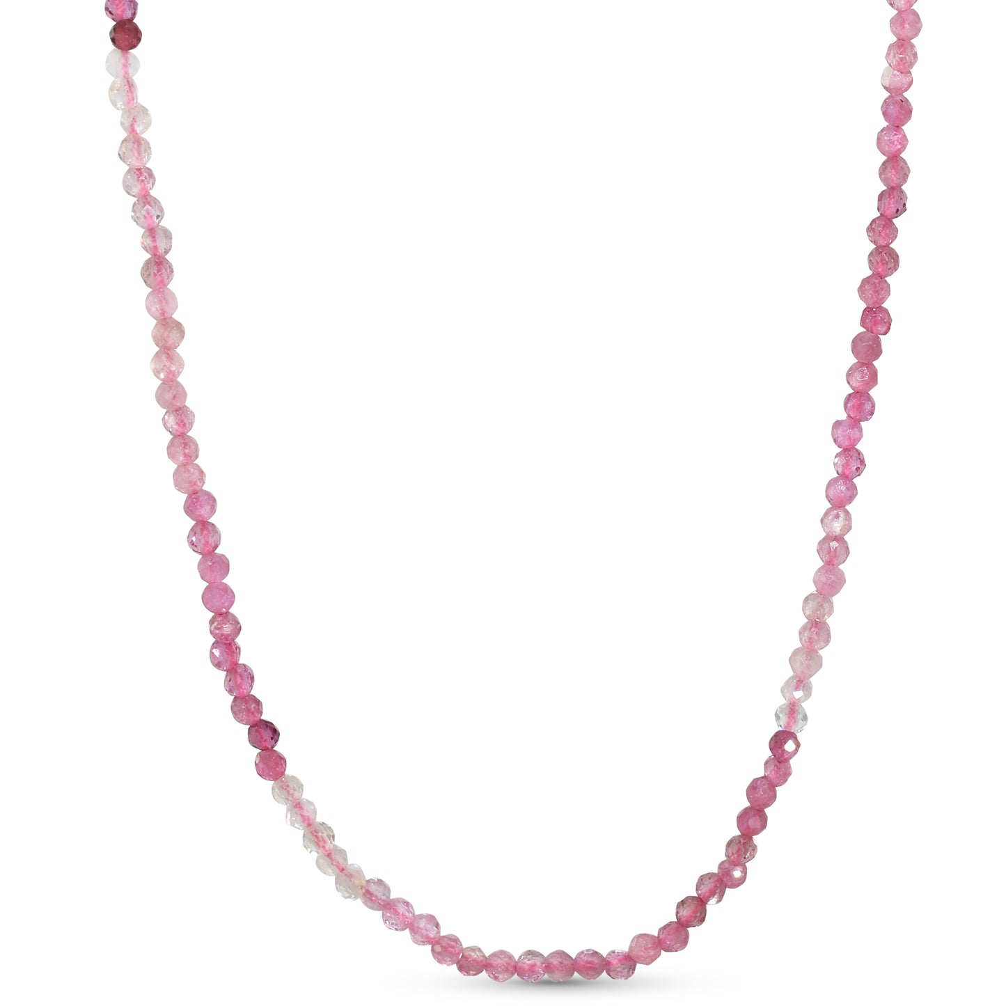 14k Pink Tourmaline Faceted Round Beads Necklace