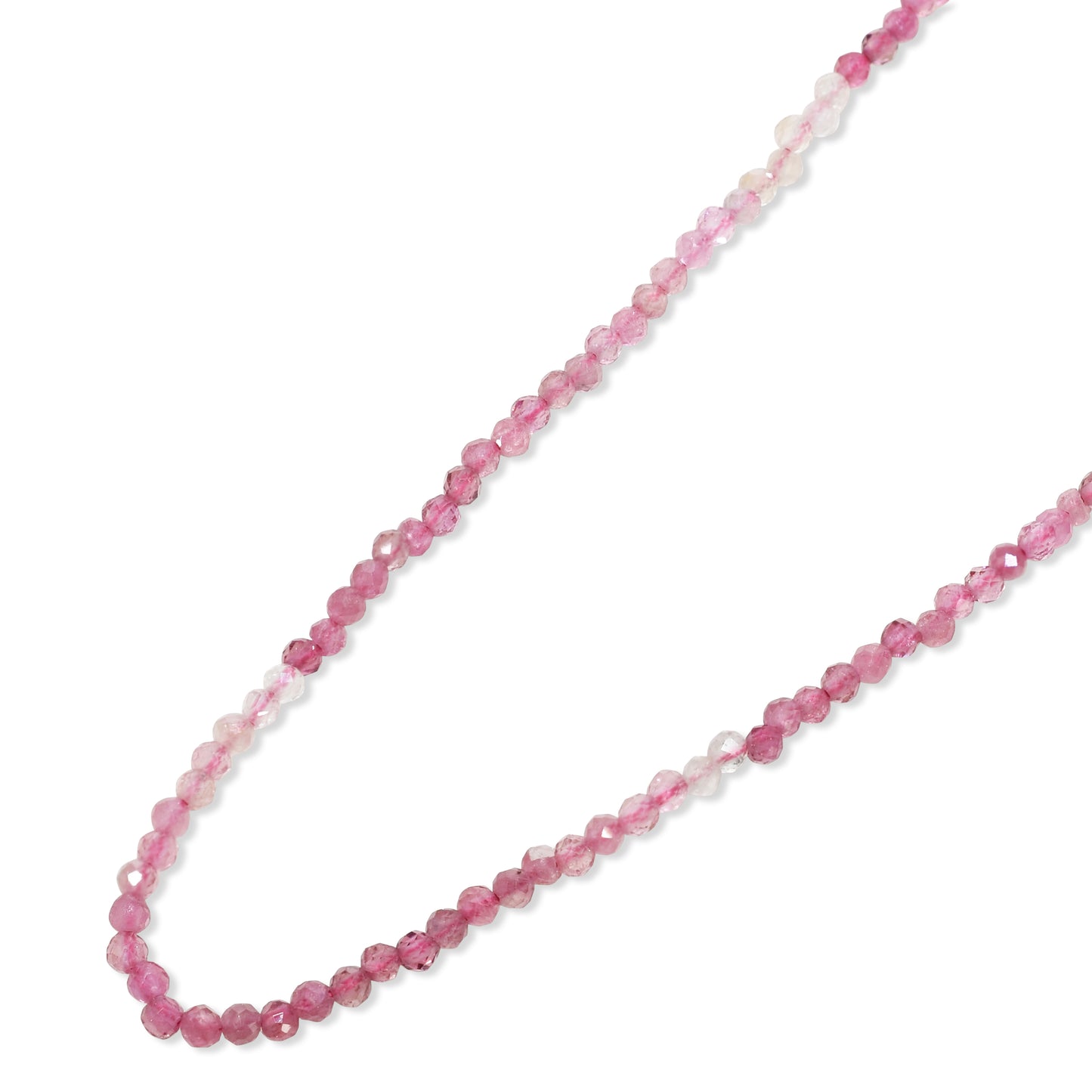 14k Pink Tourmaline Faceted Round Beads Necklace