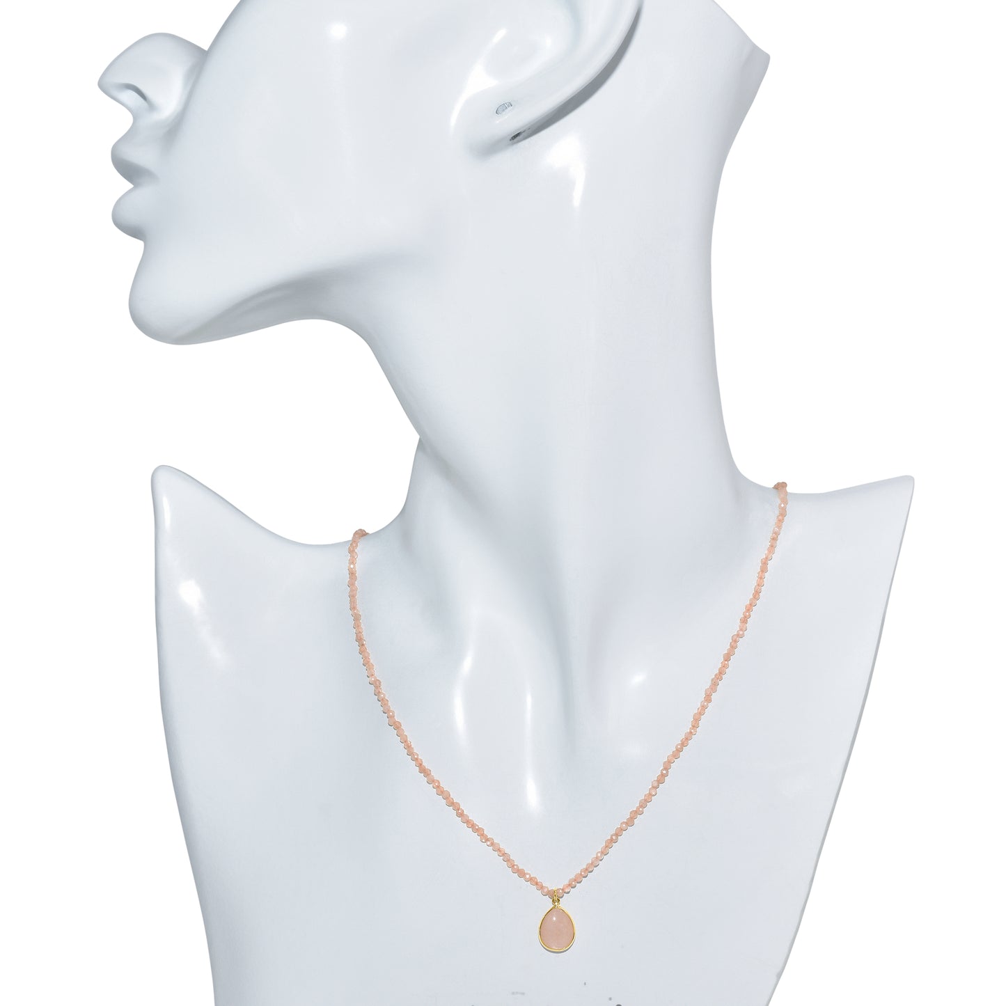 14k Peach Moonstone with Pear Bezel Necklace