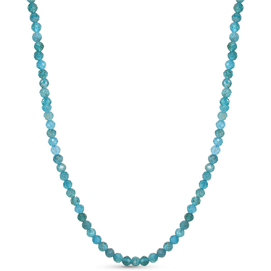 14k Neon Apatite Faceted Round Bead Necklace