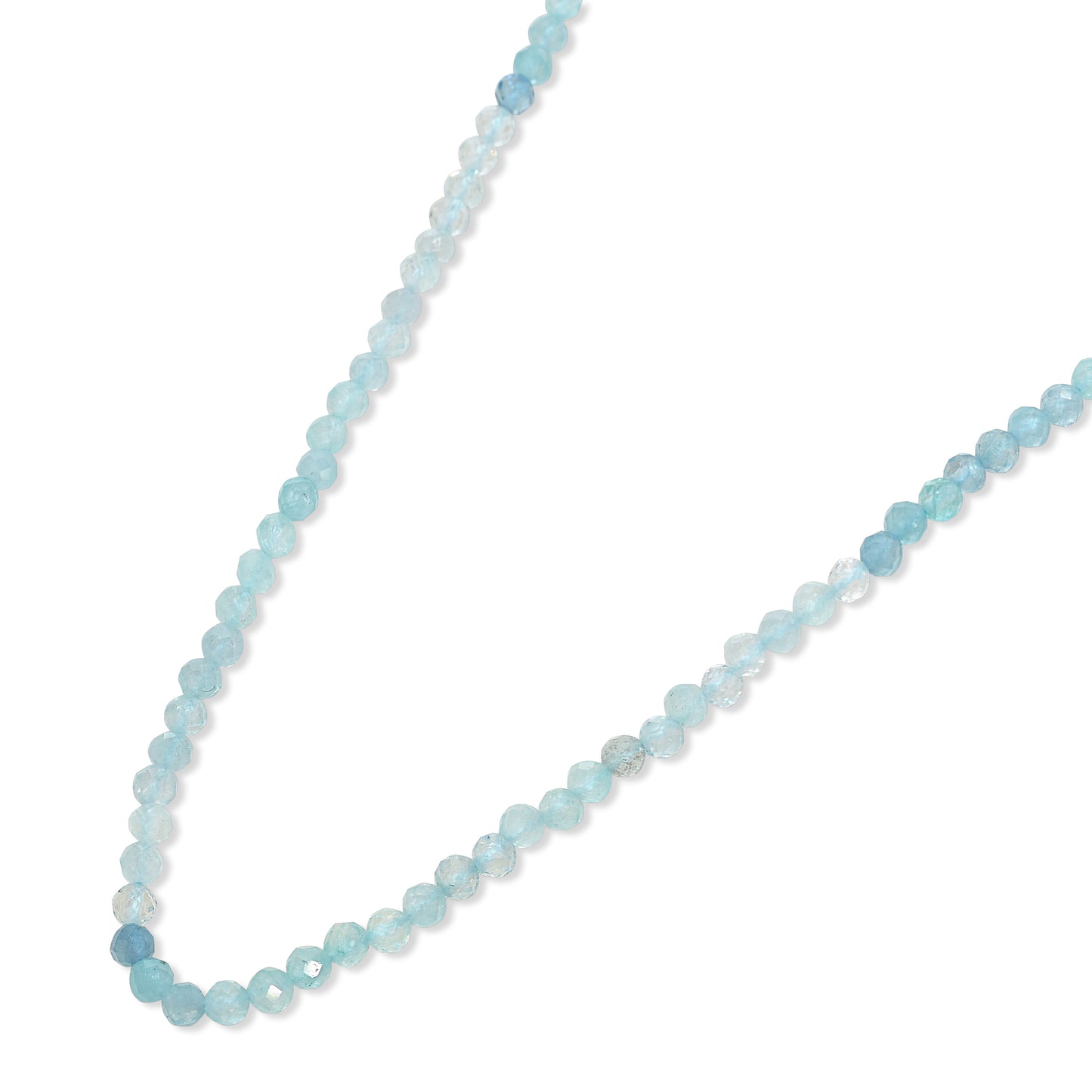 14k Coated Aqua Faceted Round Bead Necklace