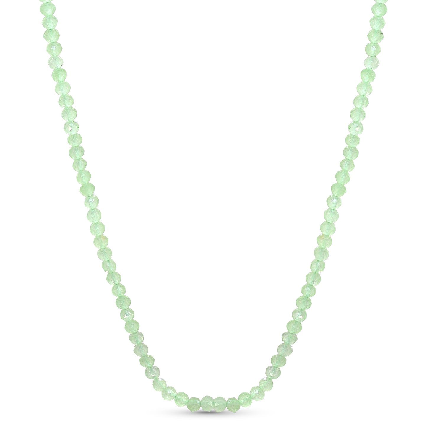 14k Green Calcite Faceted Round Bead Necklace