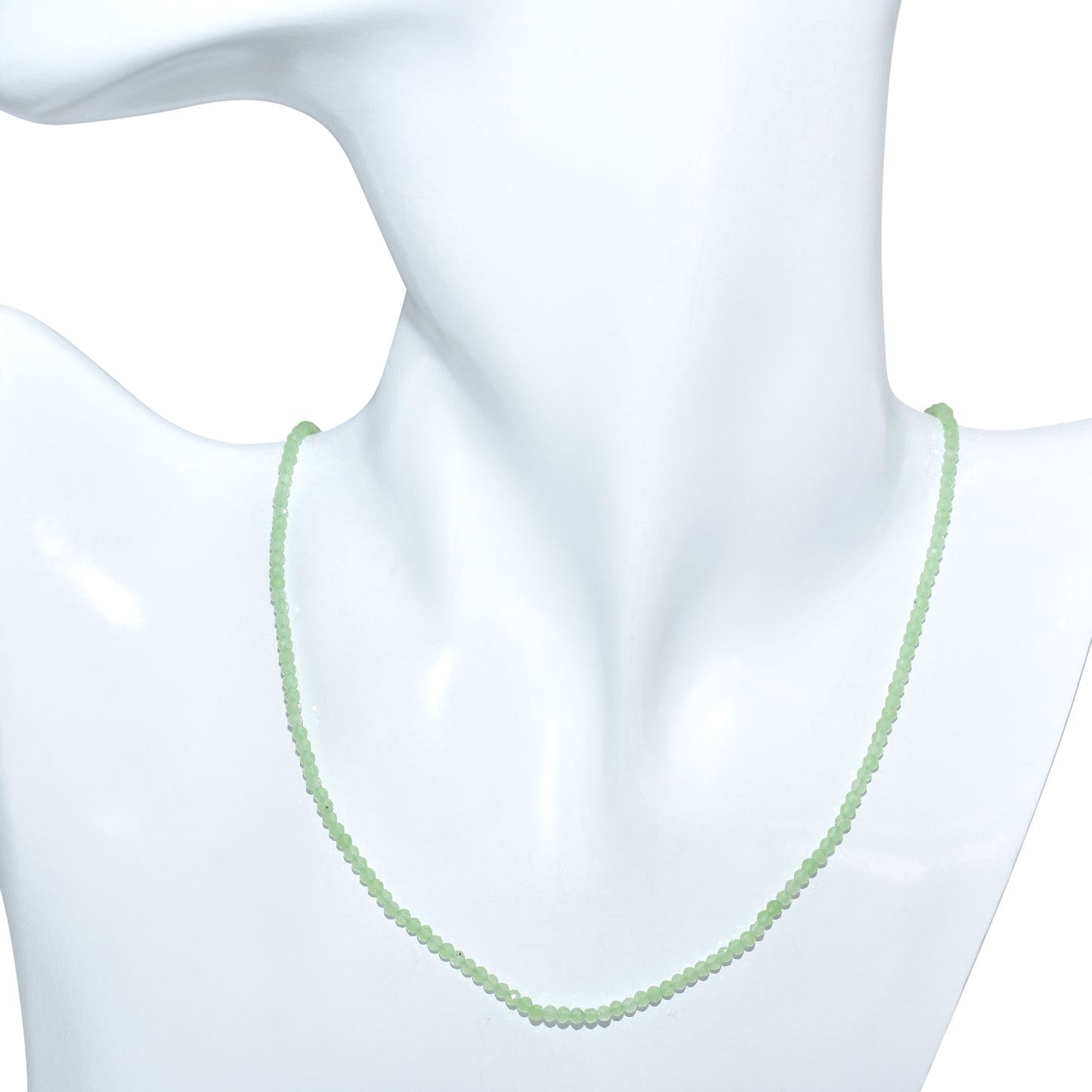 14k Green Calcite Faceted Round Bead Necklace