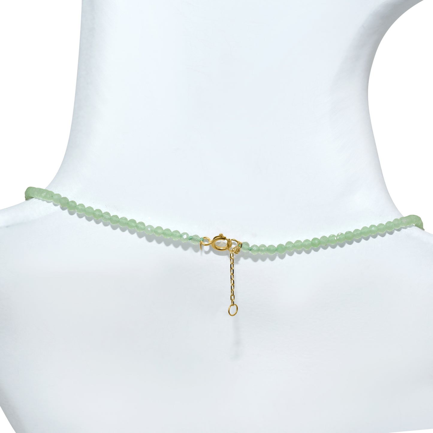 14k Green Calcite Faceted Round Bead Necklace