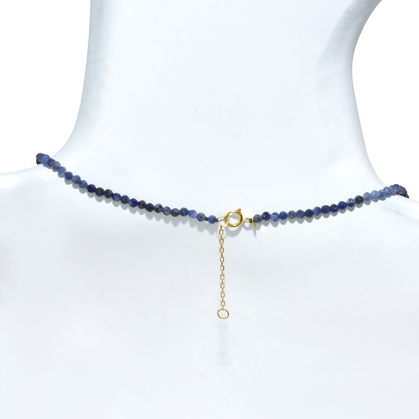 14k Sodalite Faceted Round Bead Necklace