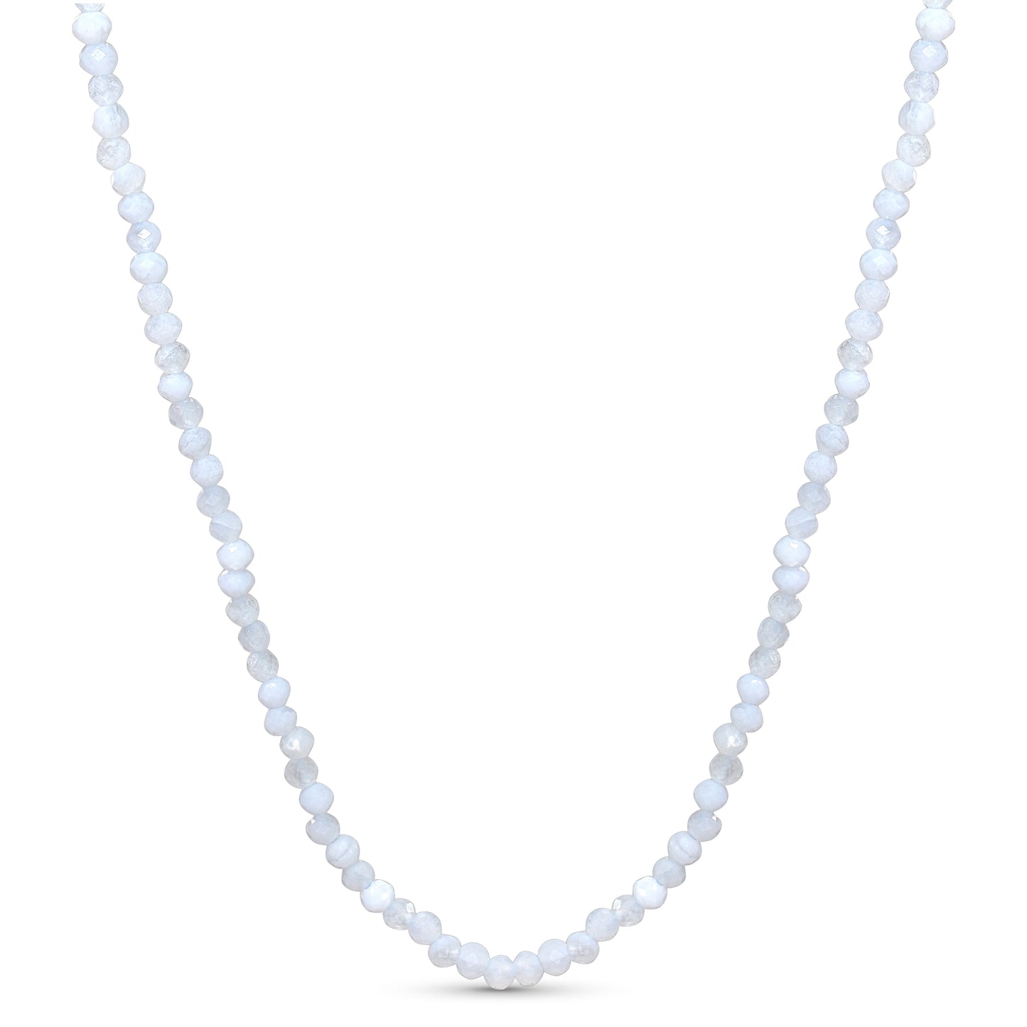 14k Blue Chalcedony Faceted Round Bead Necklace