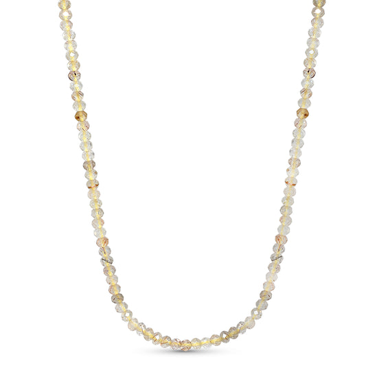 14k Rutilated Quartz Faceted Round Bead Necklace