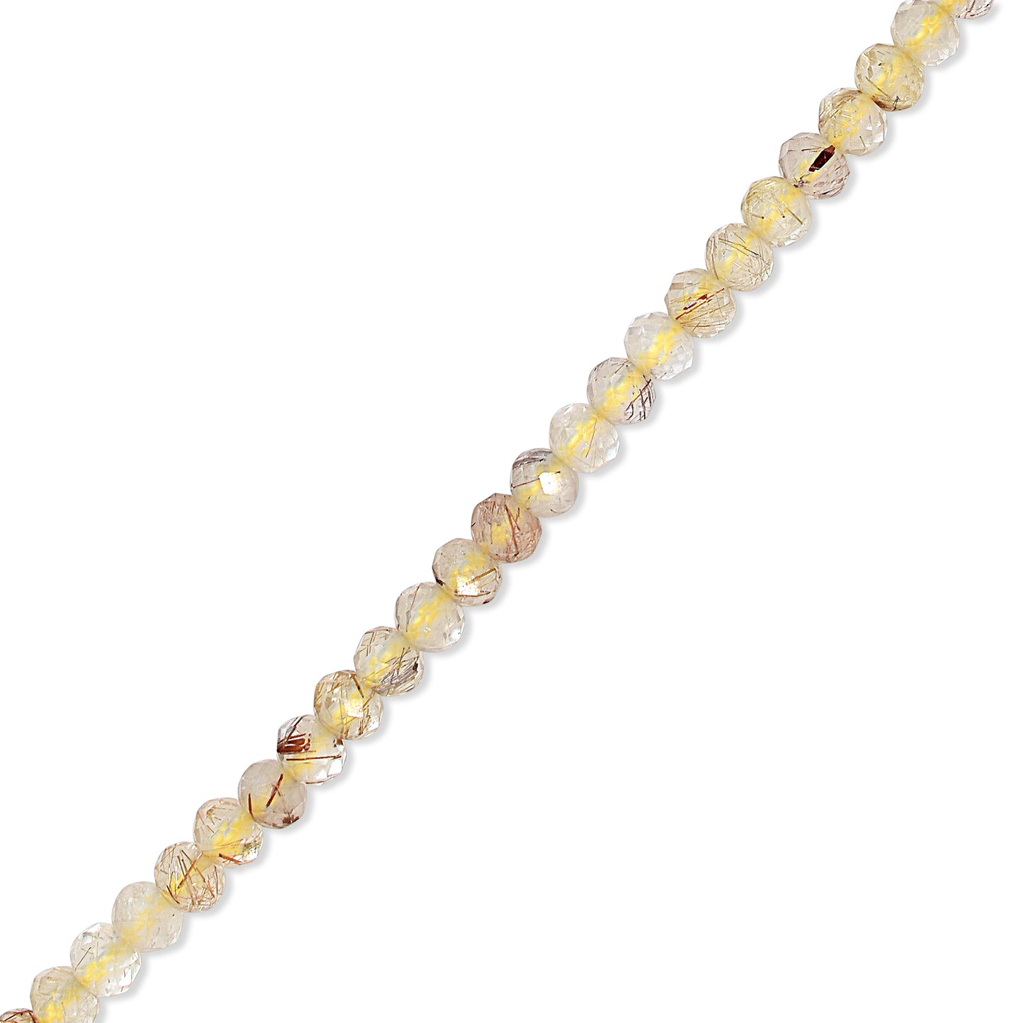 14k Rutilated Quartz Faceted Round Bead Necklace