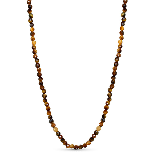 14k Tiger Eye Faceted Round Bead Necklace