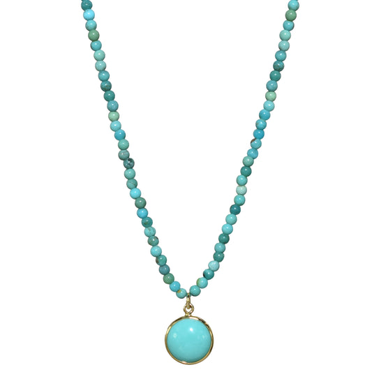 14k Turquoise Bead with Pendant Necklace