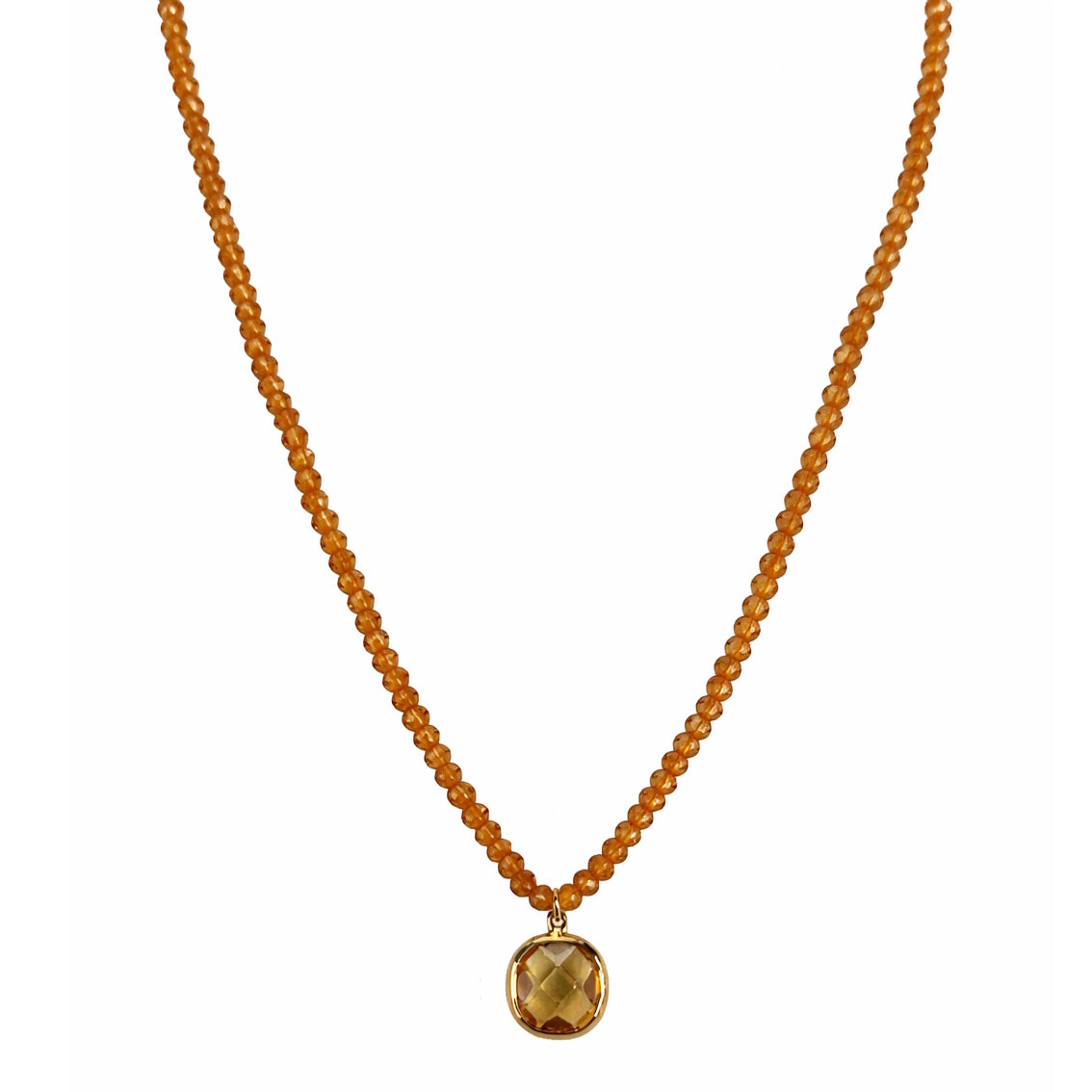 14k Gemstones Small Beads with Mix Pendant Necklace