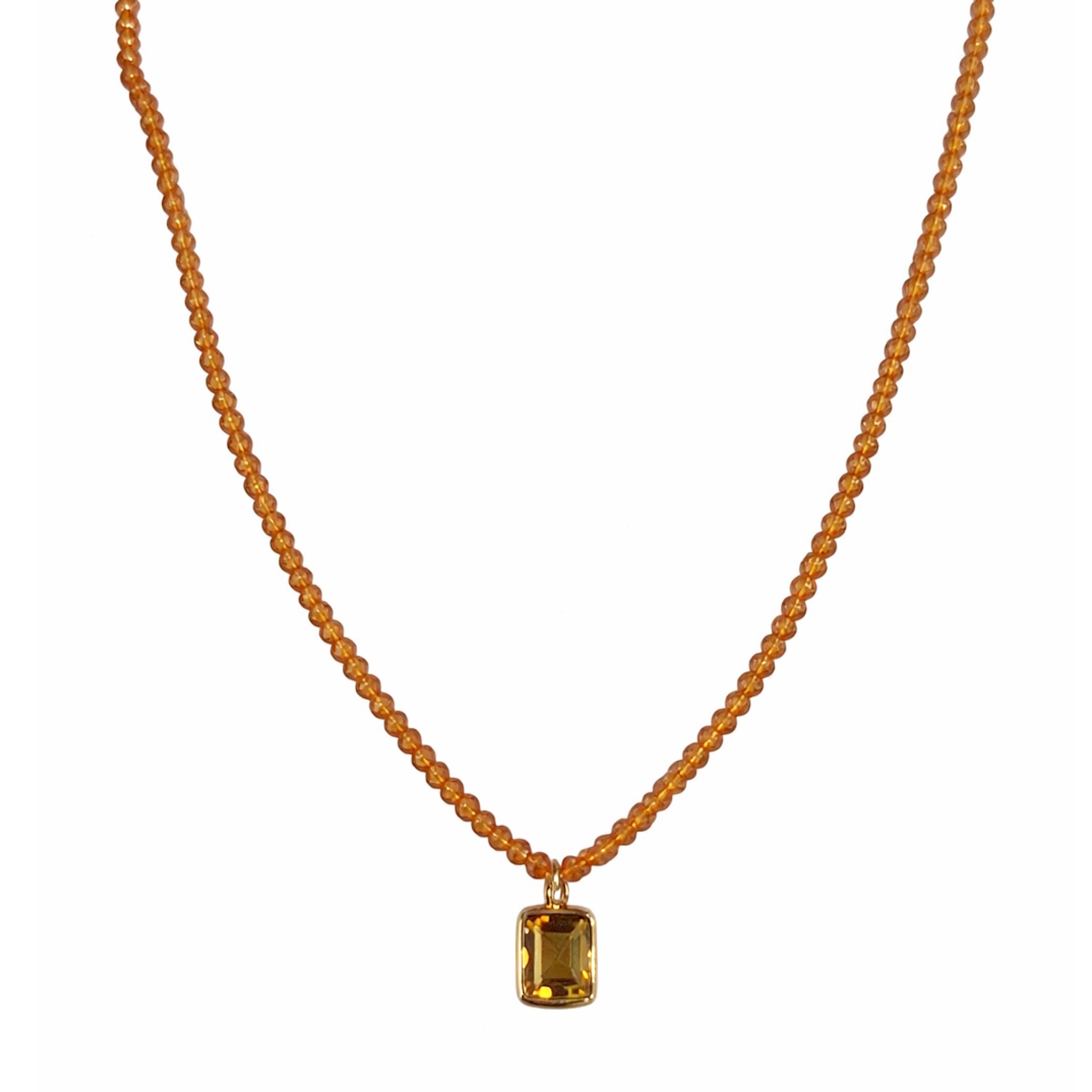 14k Gemstones Small Beads with Mix Pendant Necklace