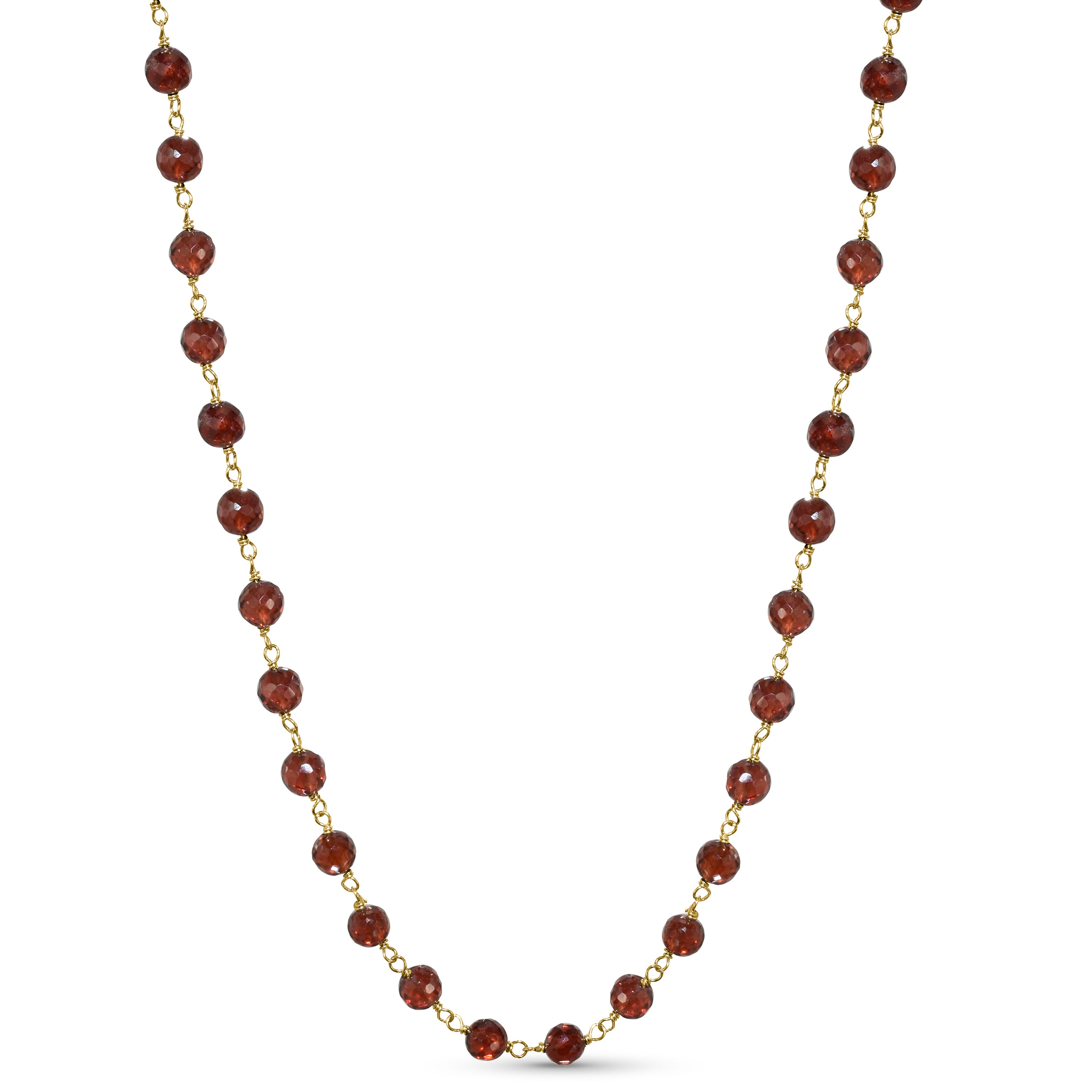 14k Garnet Faceted Beads Link Necklace