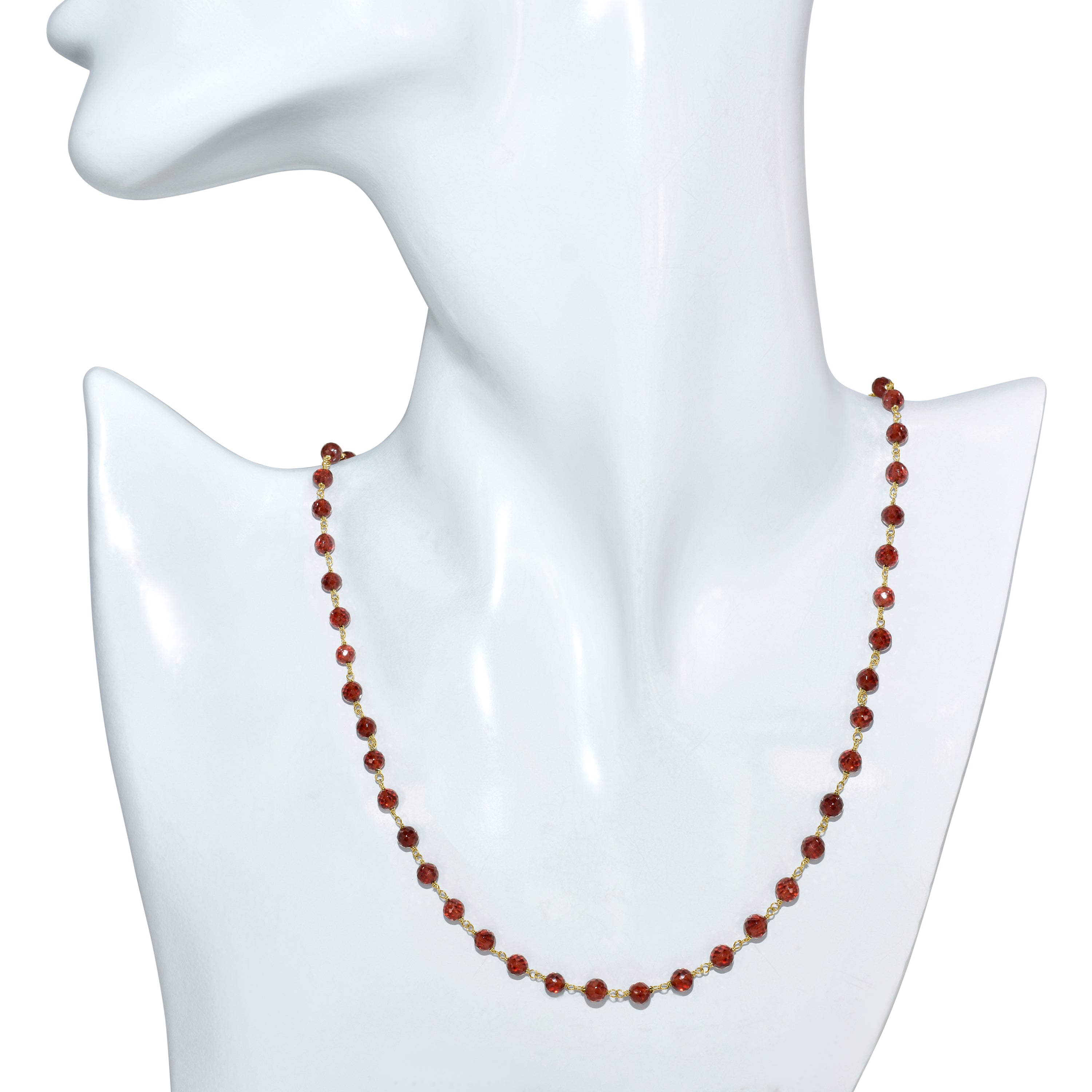 14k Garnet Faceted Beads Link Necklace