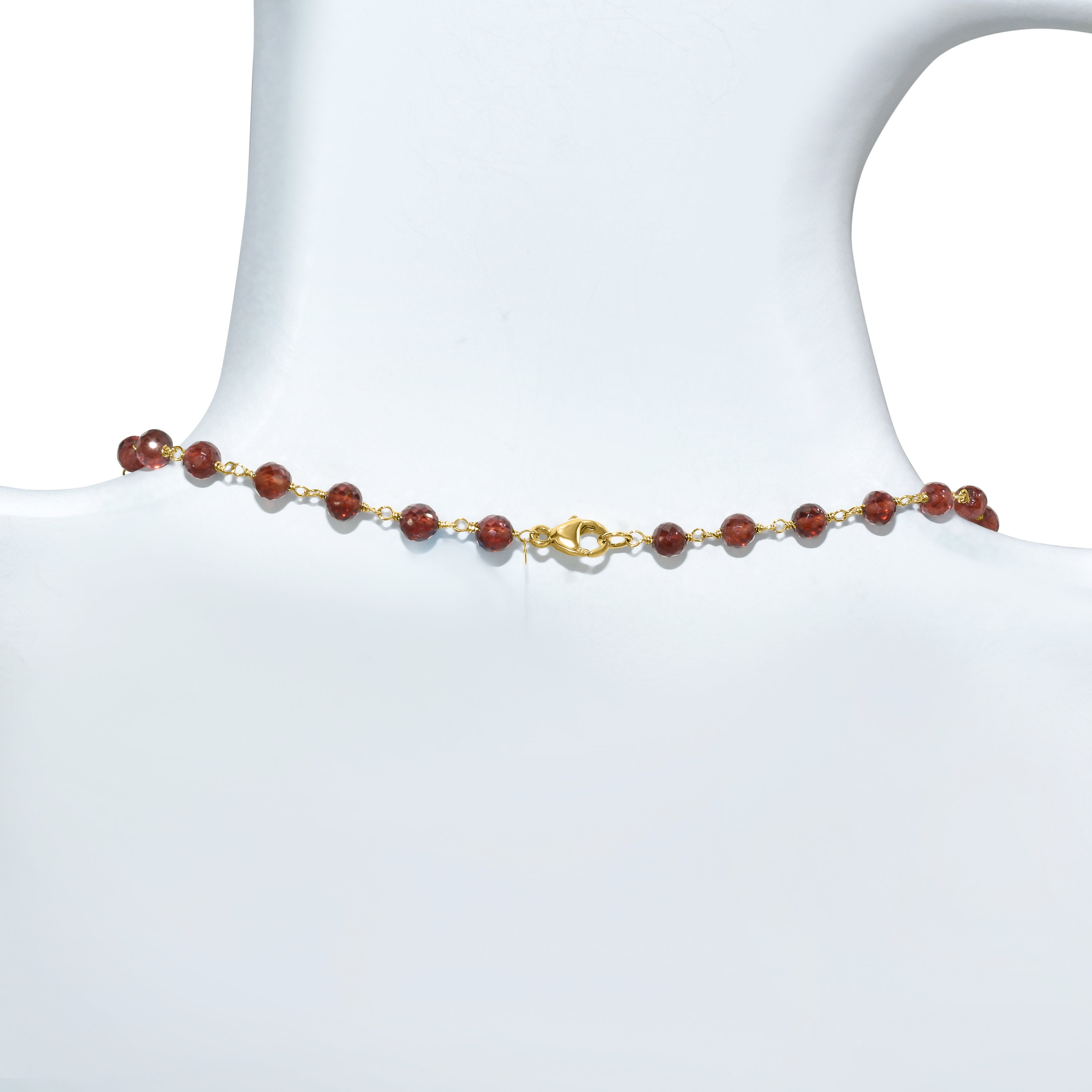 14k Garnet Faceted Beads Link Necklace