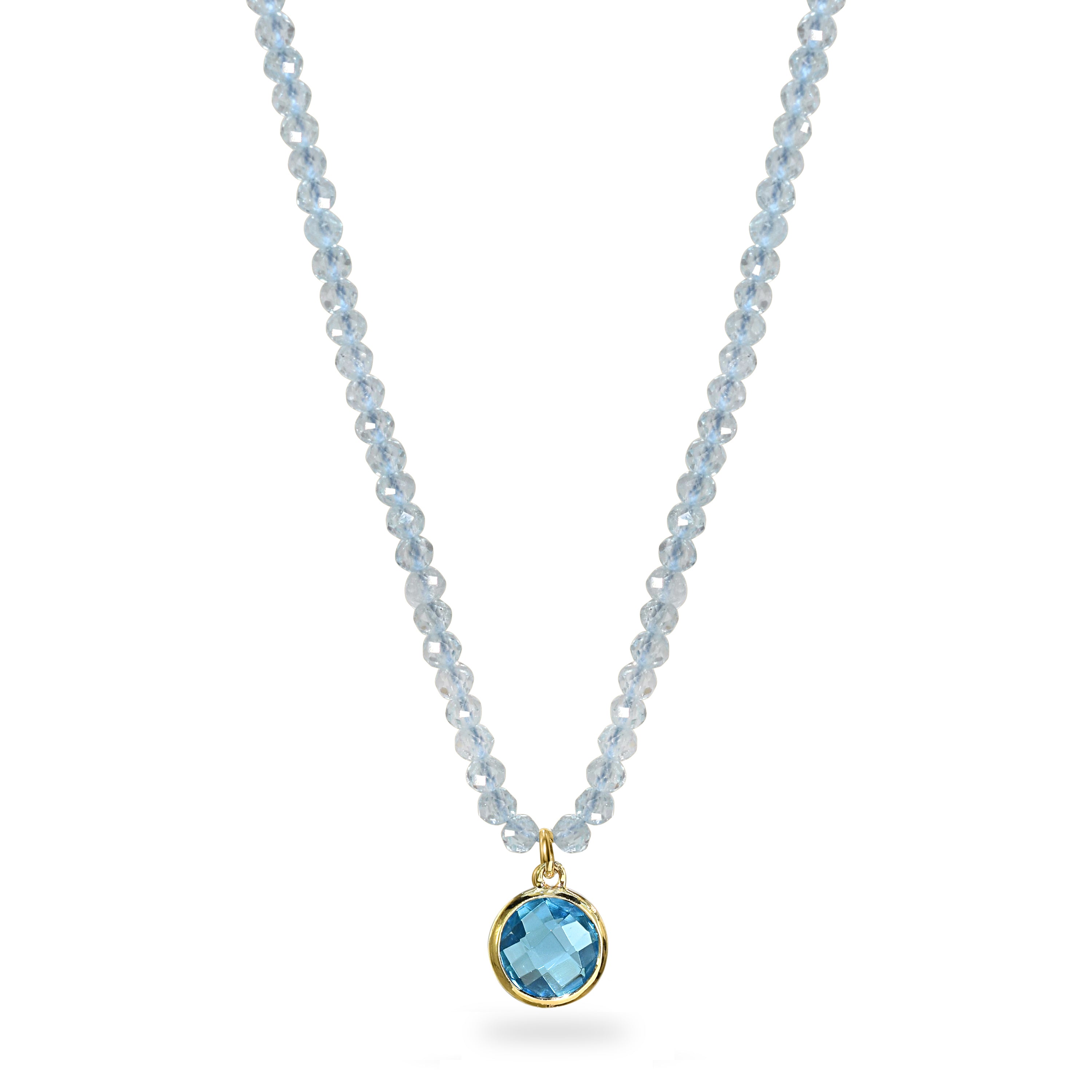 14k Gemstones Small Beads with Mix Pendant Necklace