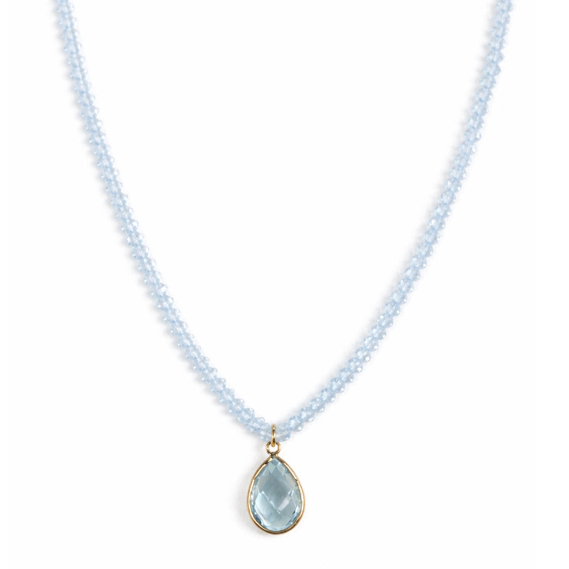 14k Gemstones Small Beads with Mix Pendant Necklace