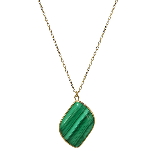 14k Malachite Pendant Necklace
