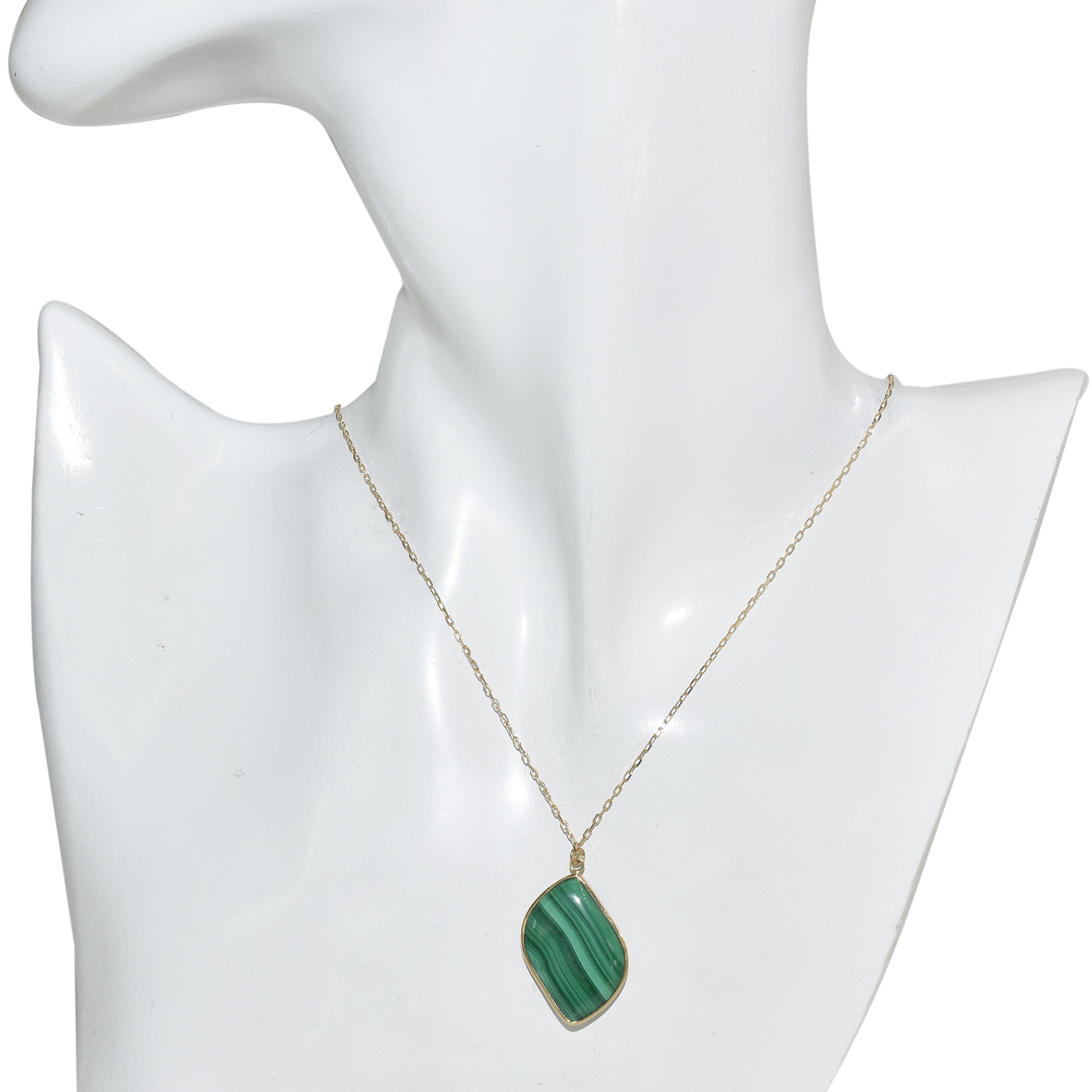 14k Malachite Pendant Necklace