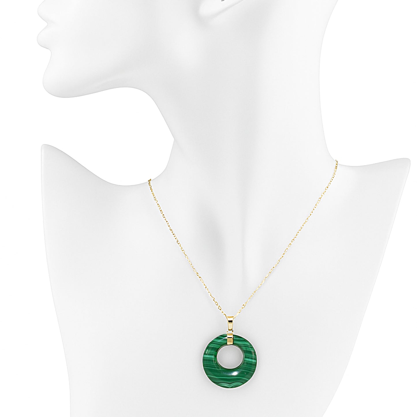 14k Malachite Door Knocker Pendant Necklace