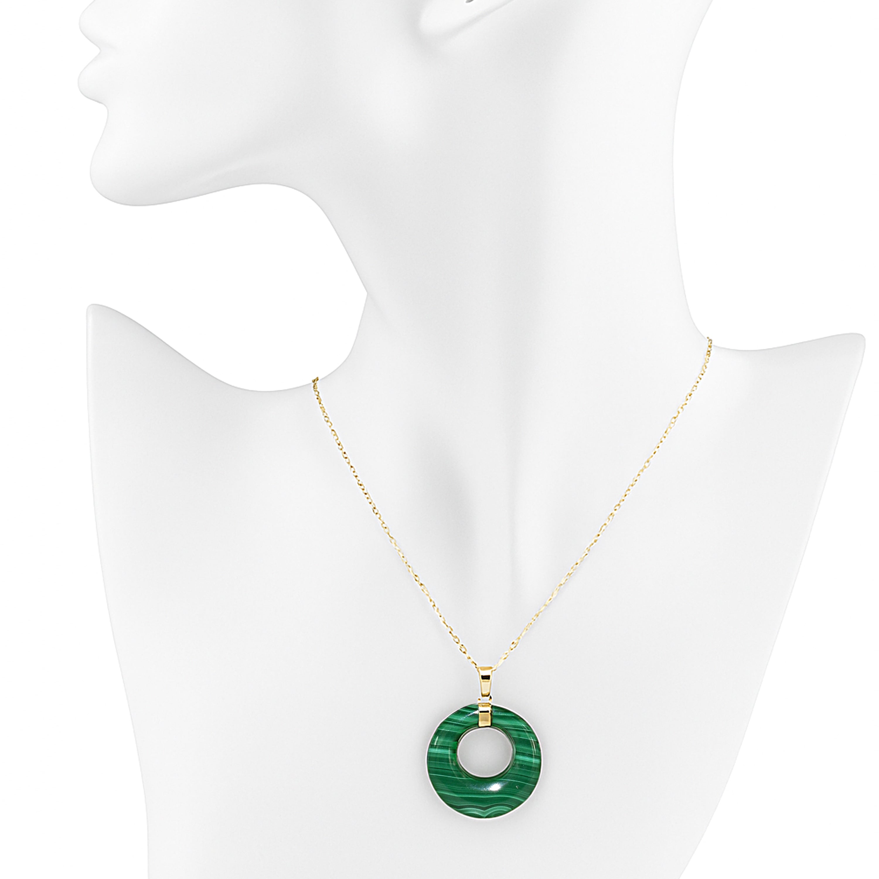 14k Malachite Door Knocker Pendant Necklace