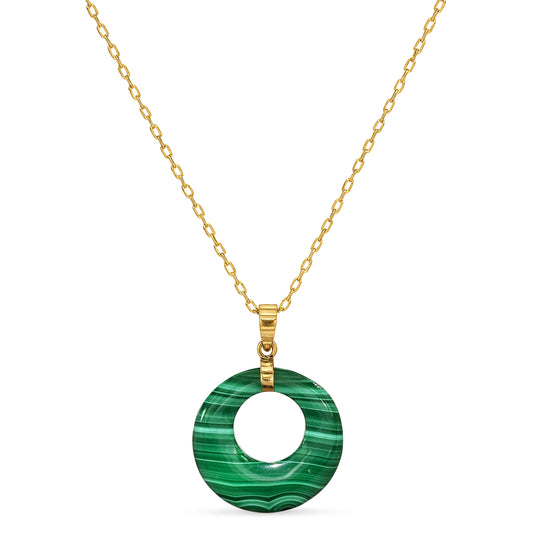 14k Malachite Door Knocker Pendant Necklace