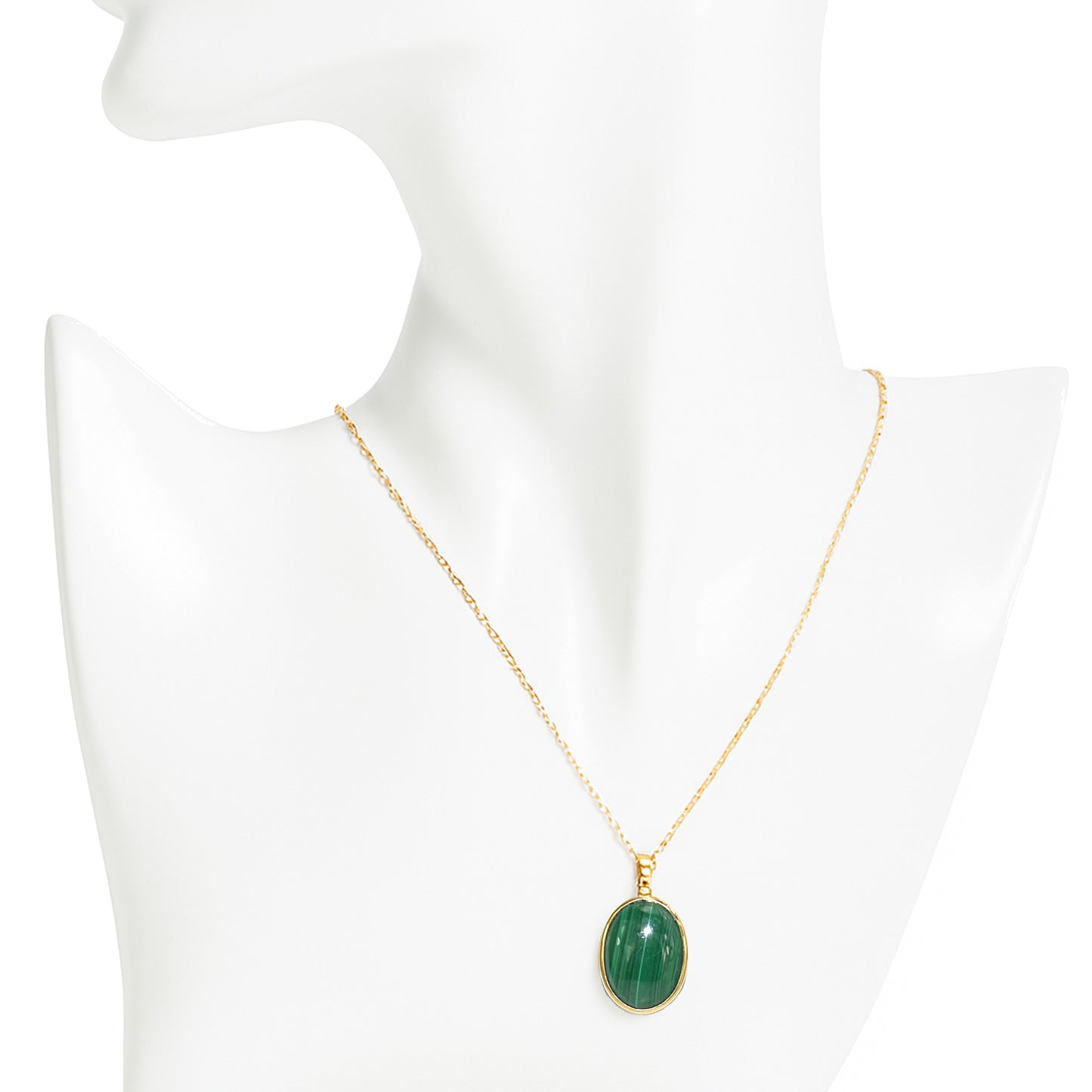 14k Malachite Oval Pendant Necklace
