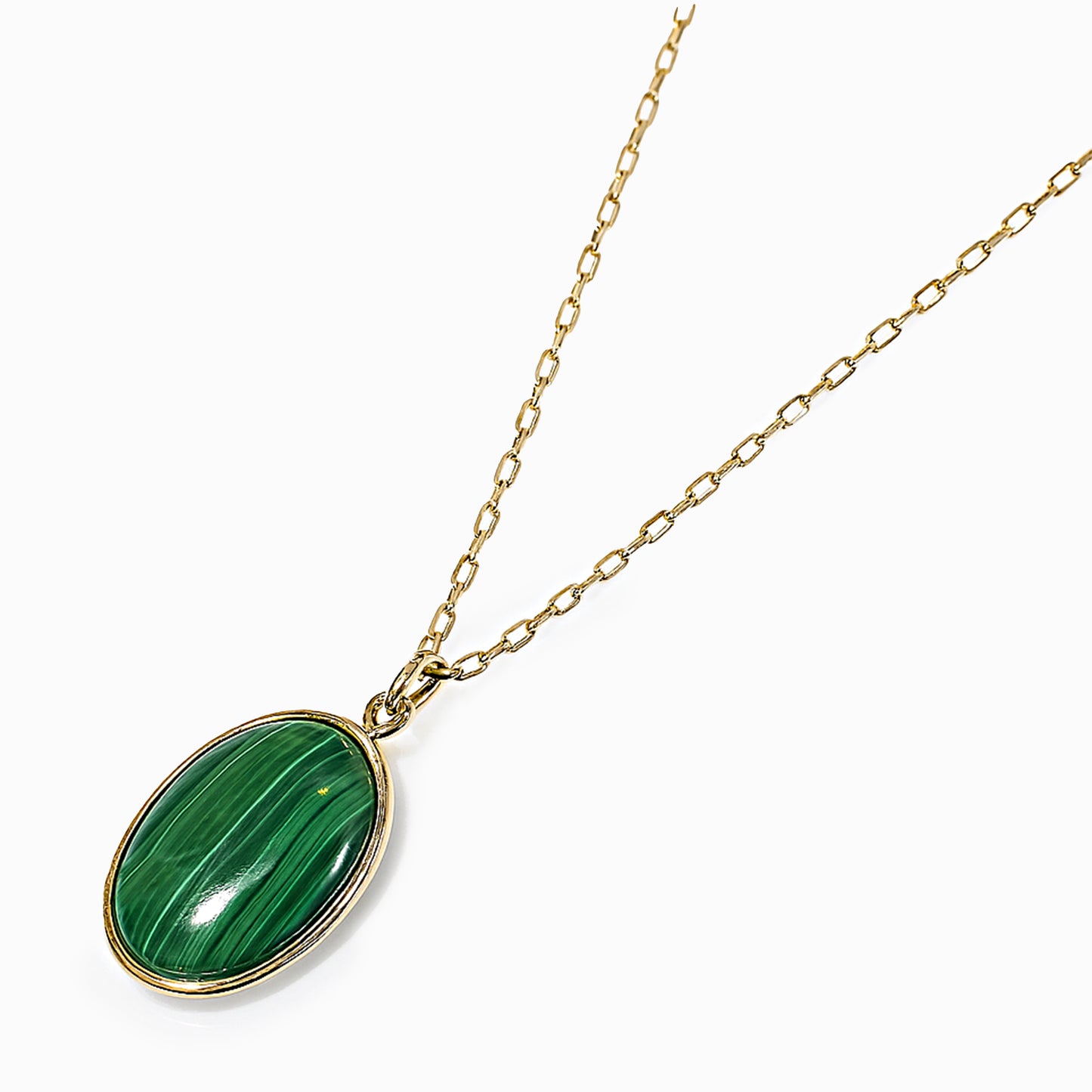14k Malachite Oval Pendant Necklace