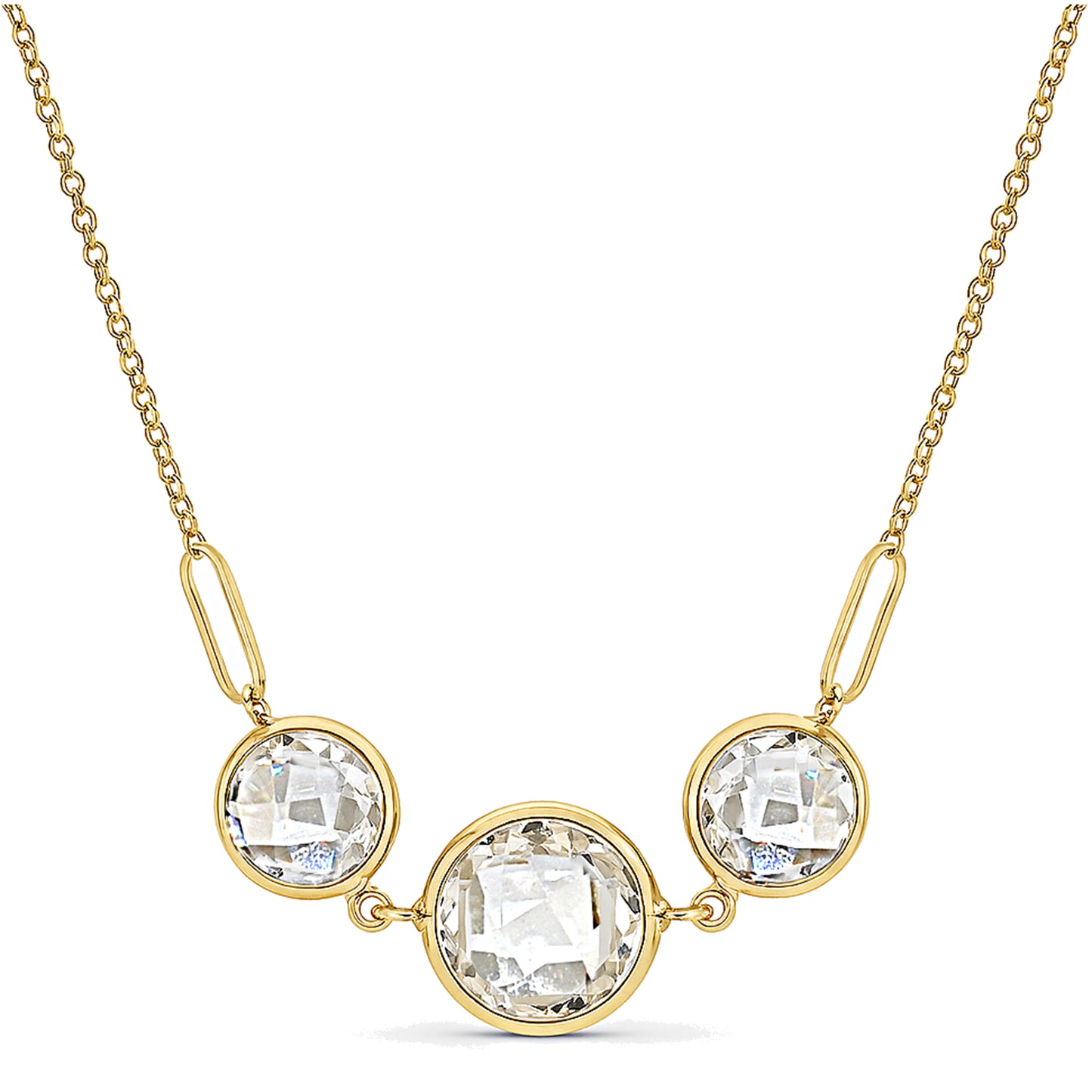 14k White Topaz Bezel Necklace