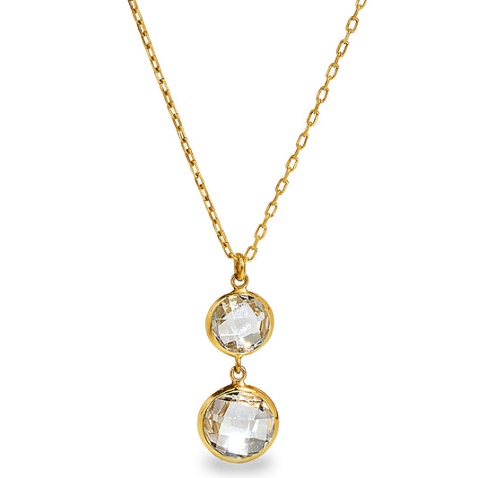 14k White Topaz Bezel Pendant Necklace