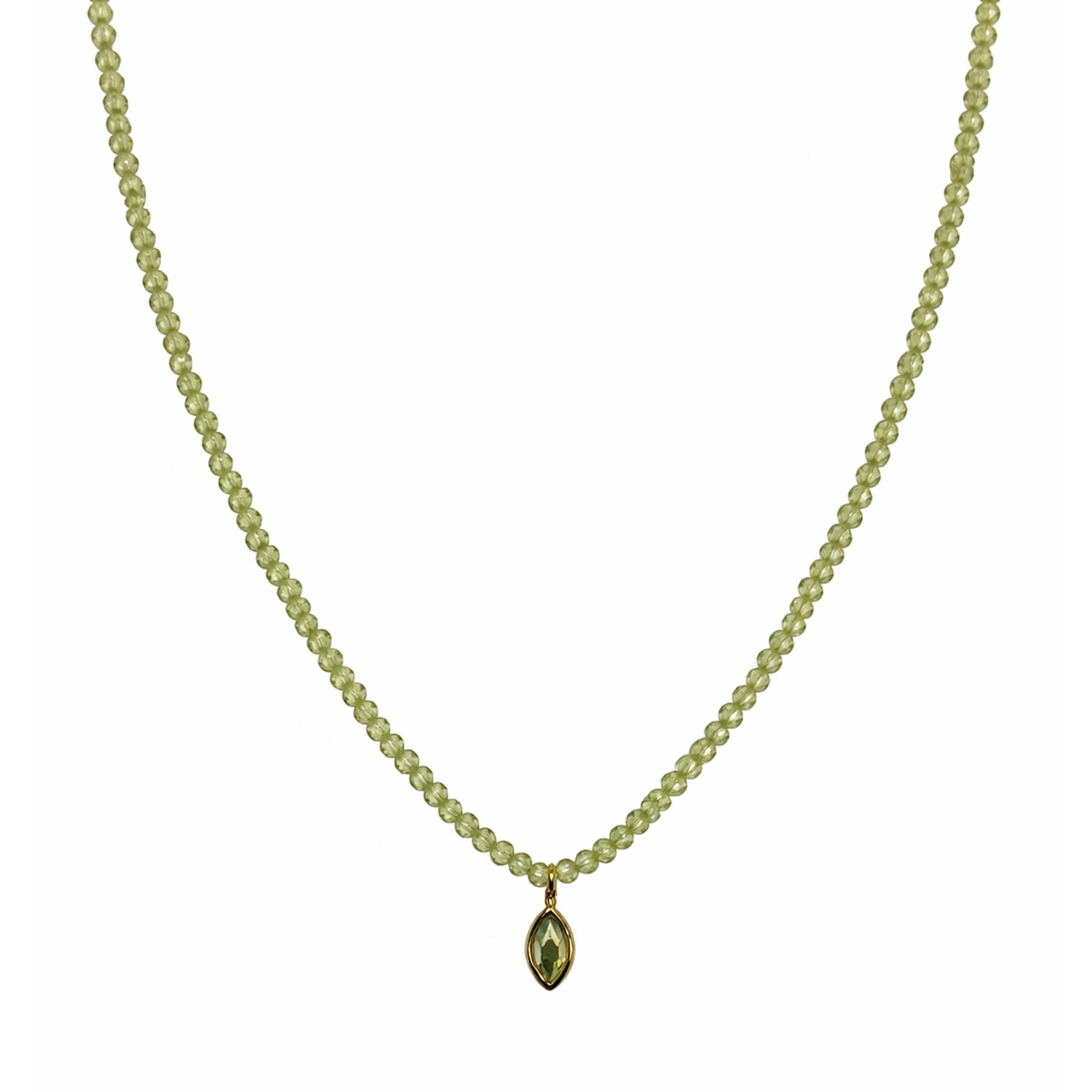 14k Gemstones Small Beads with Mix Pendant Necklace