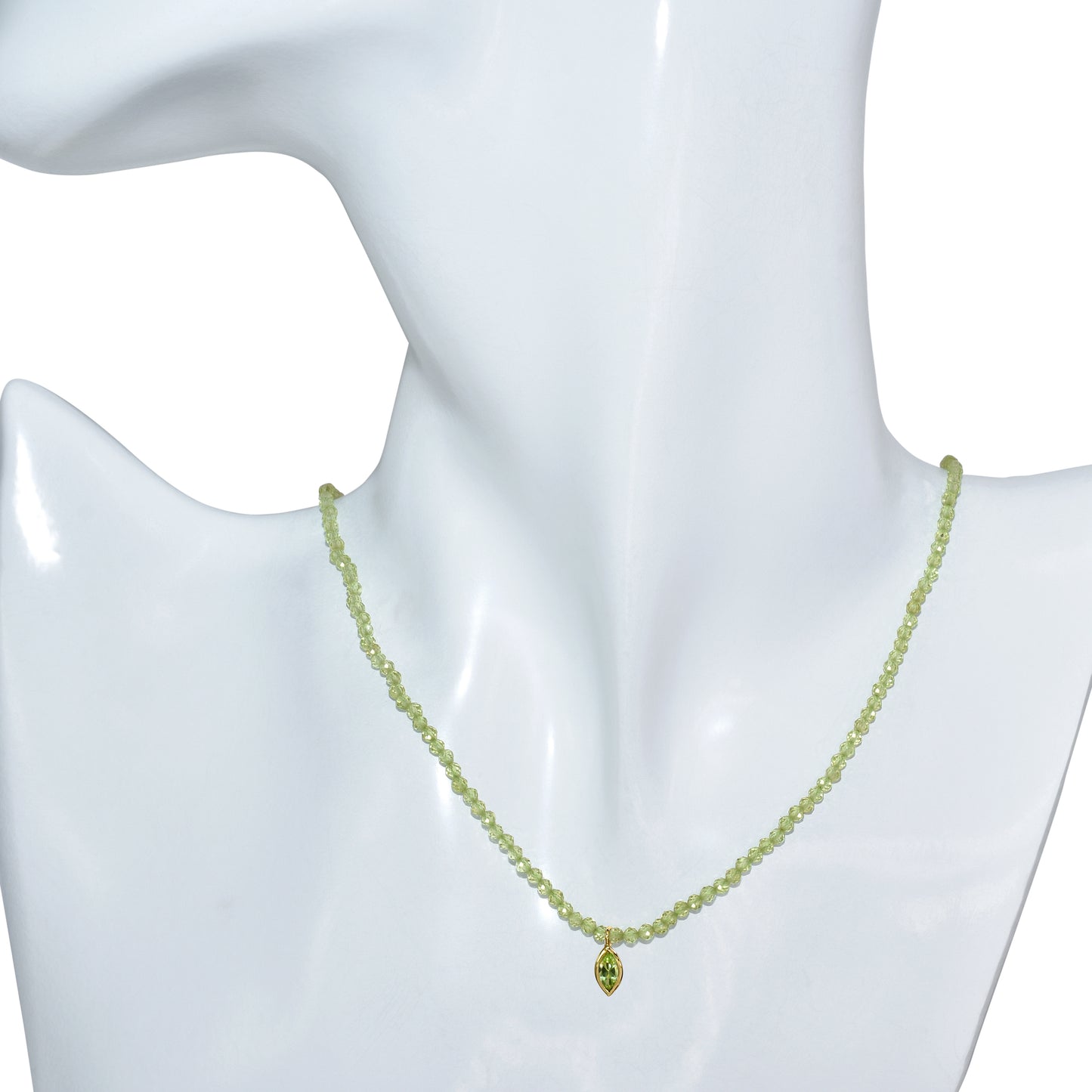 14k Peridot Small Faceted Bead with Pendant Necklace