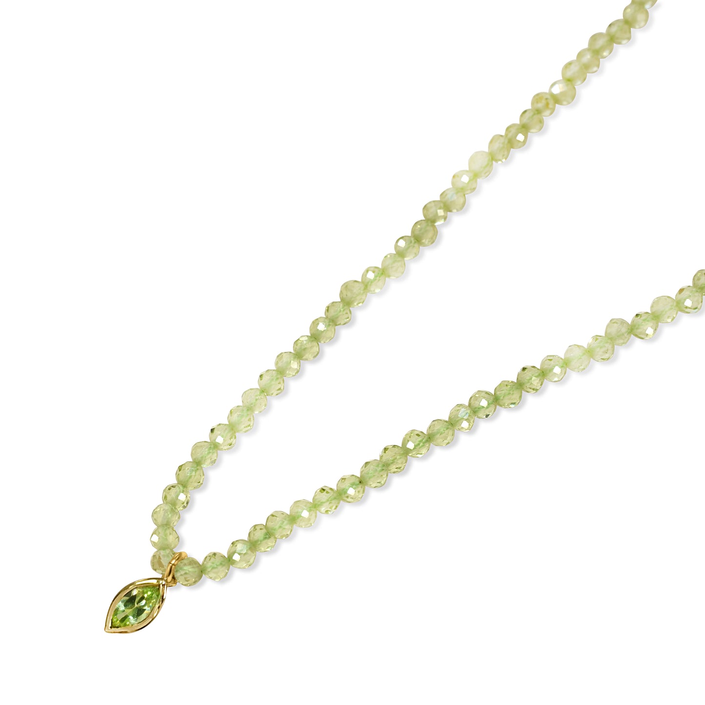 14k Peridot Small Faceted Bead with Pendant Necklace