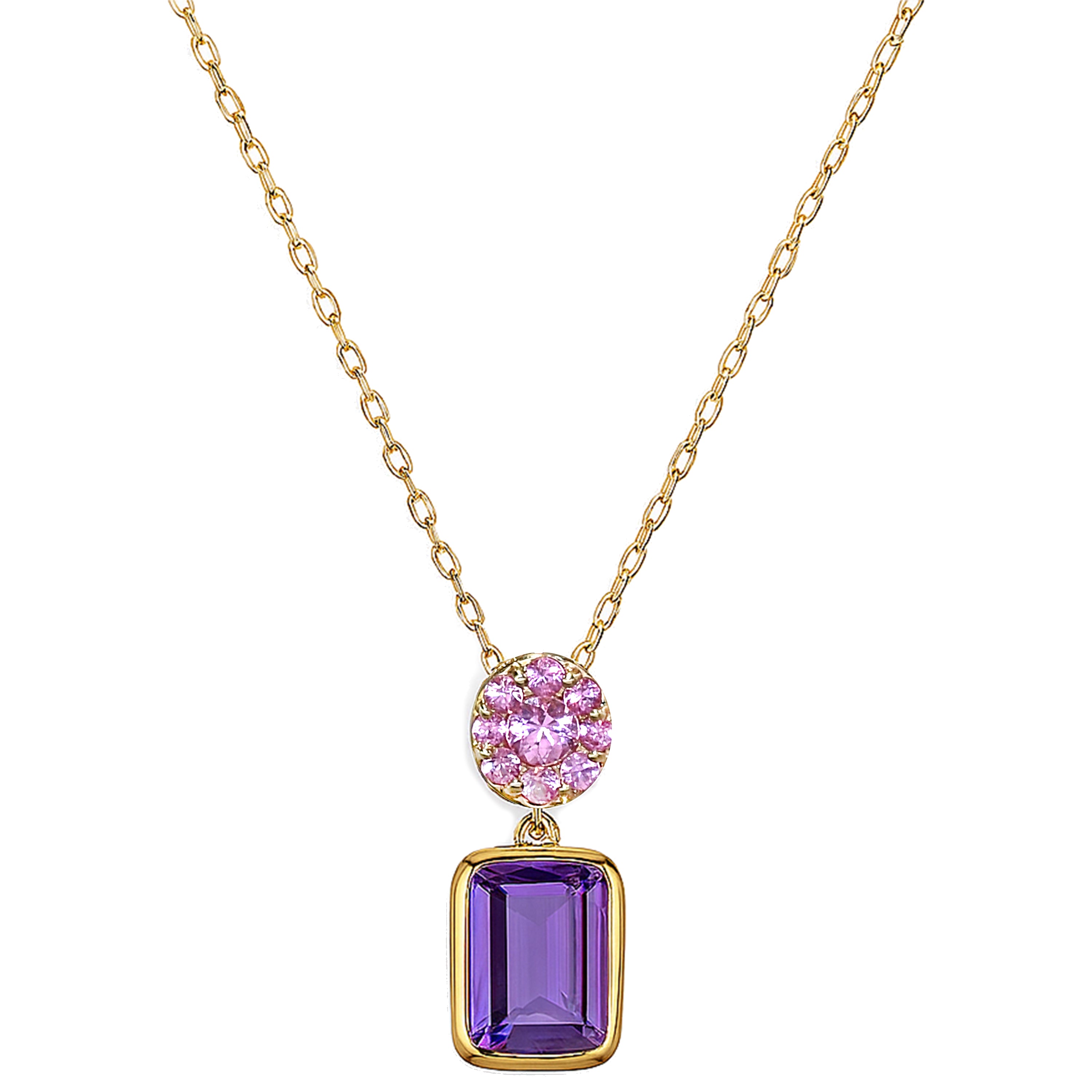 14k Pink Sapphire Amethyst Pendant Slider Necklace