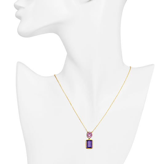 14k Pink Sapphire Amethyst Pendant Slider Necklace