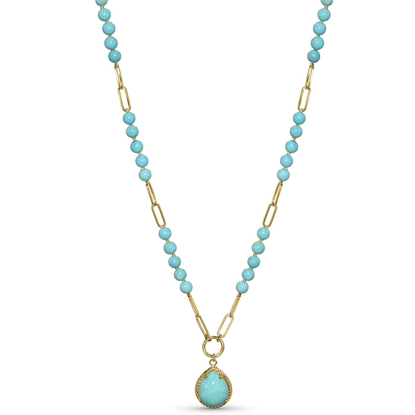 14k Turquoise Paperclip with Pendant Necklace