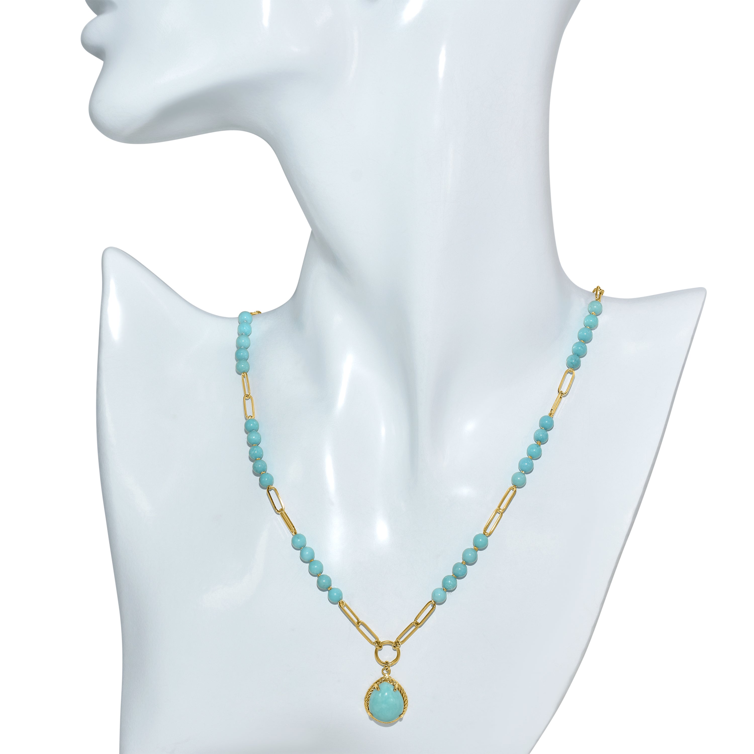 14k Turquoise Paperclip with Pendant Necklace
