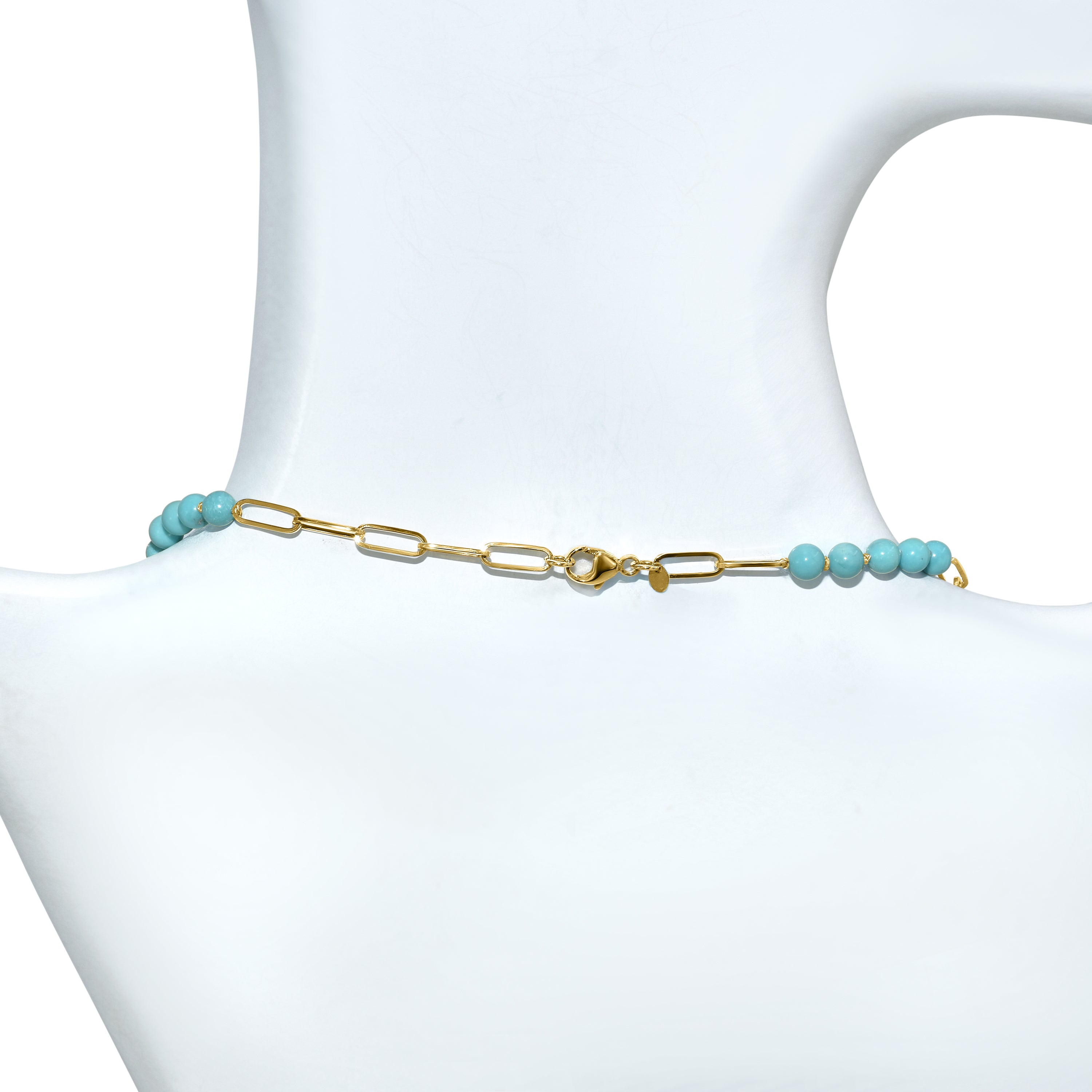 14k Turquoise Paperclip with Pendant Necklace