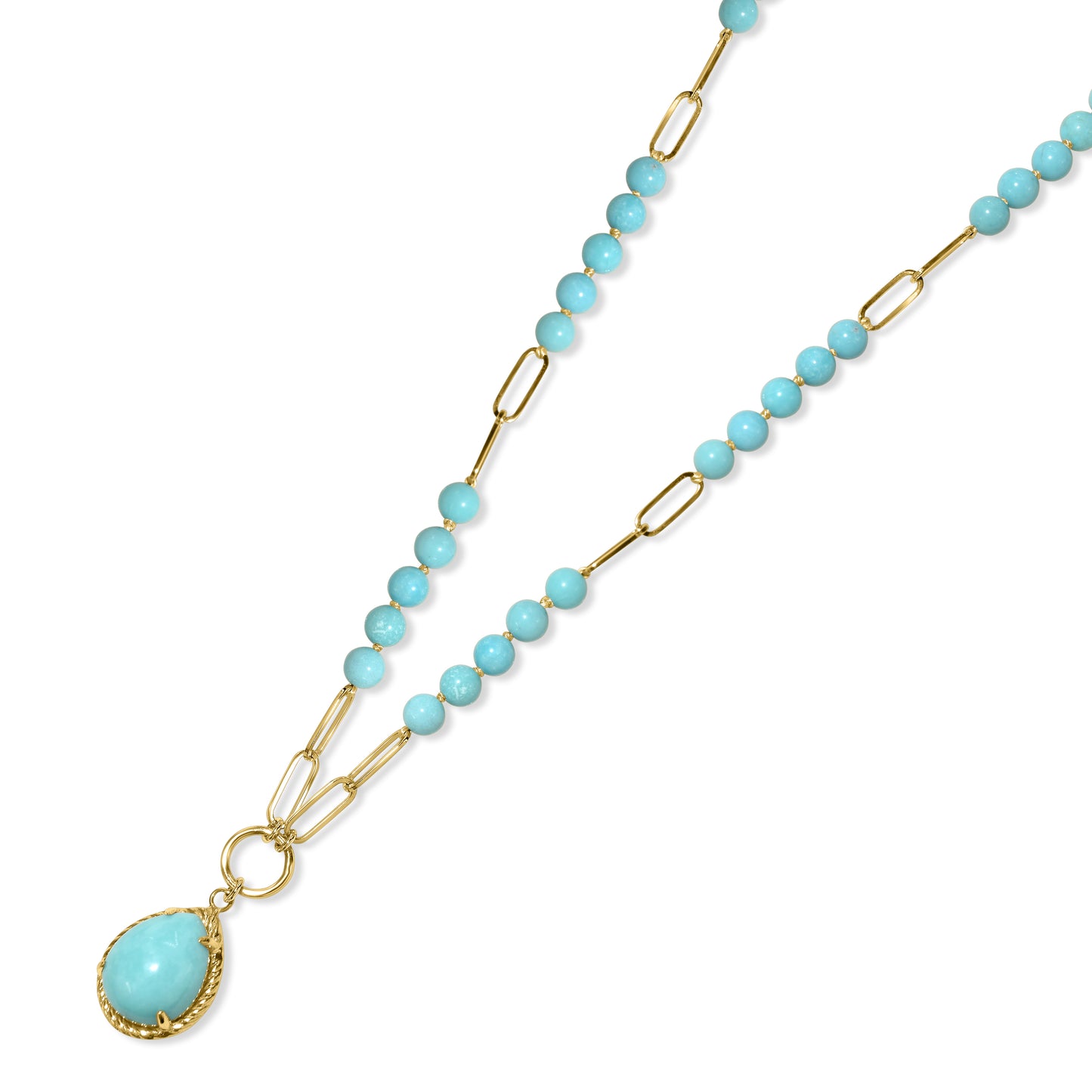 14k Turquoise Paperclip with Pendant Necklace