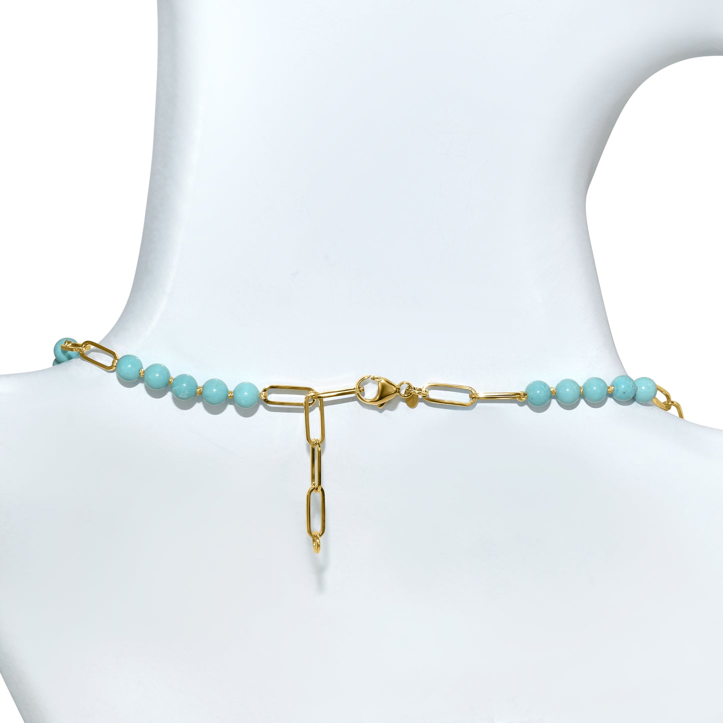 14k Turquoise Paperclip Drop Pendant Necklace
