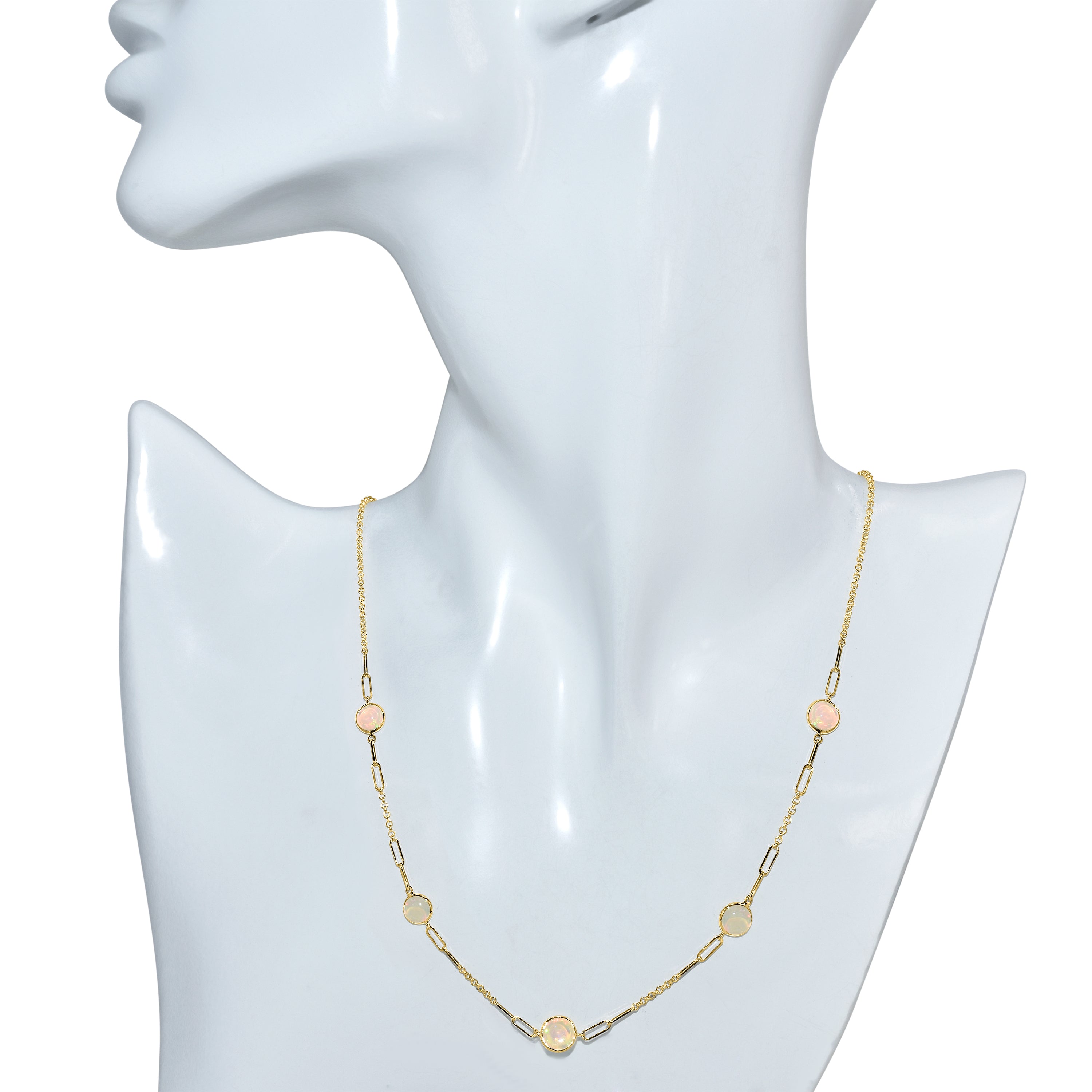 14k Ethiopian Opal 5 Station Necklace